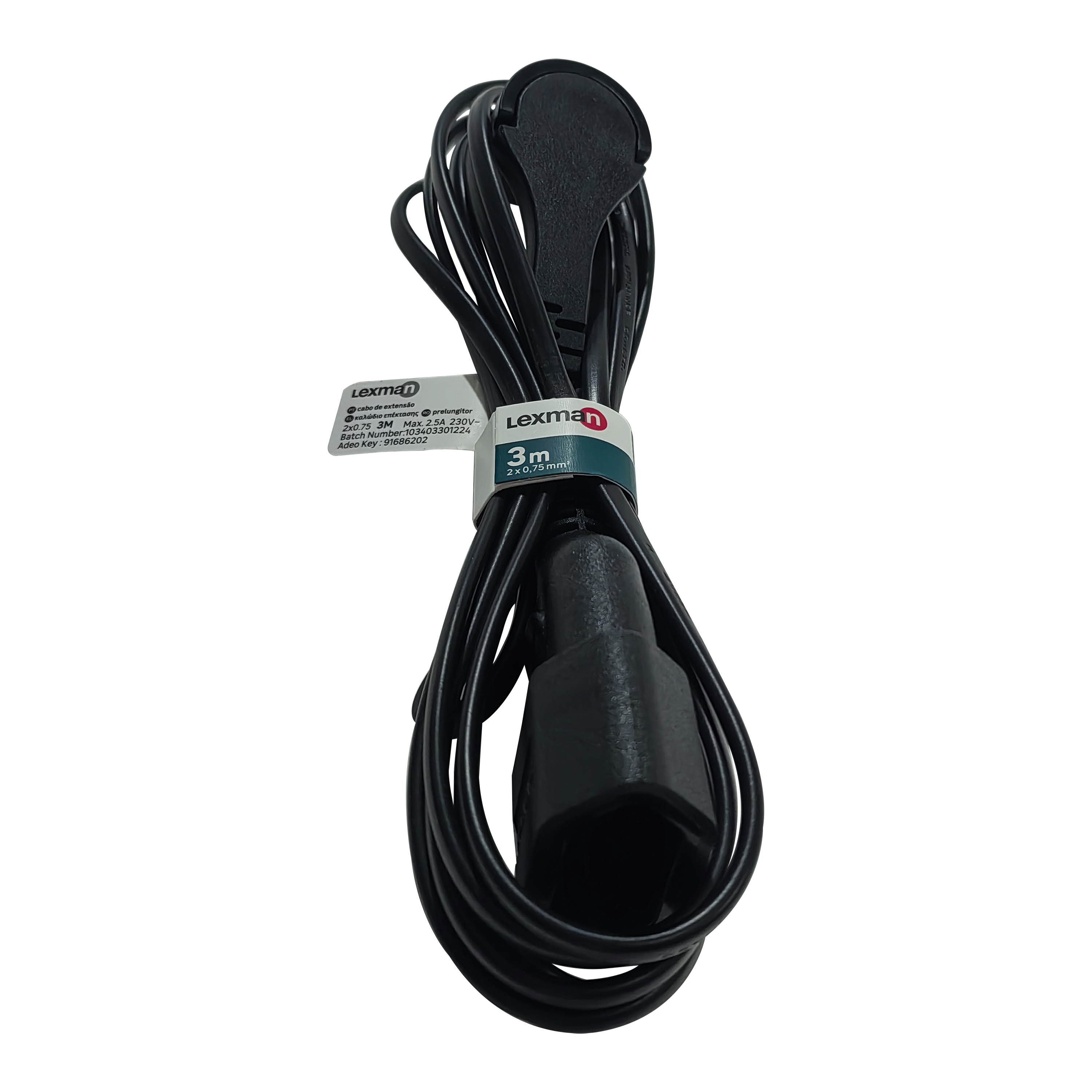 Prolongador com tomada fácil LEXMAN H03VV-F 2x0.75 2.5A 3M Preto - 7