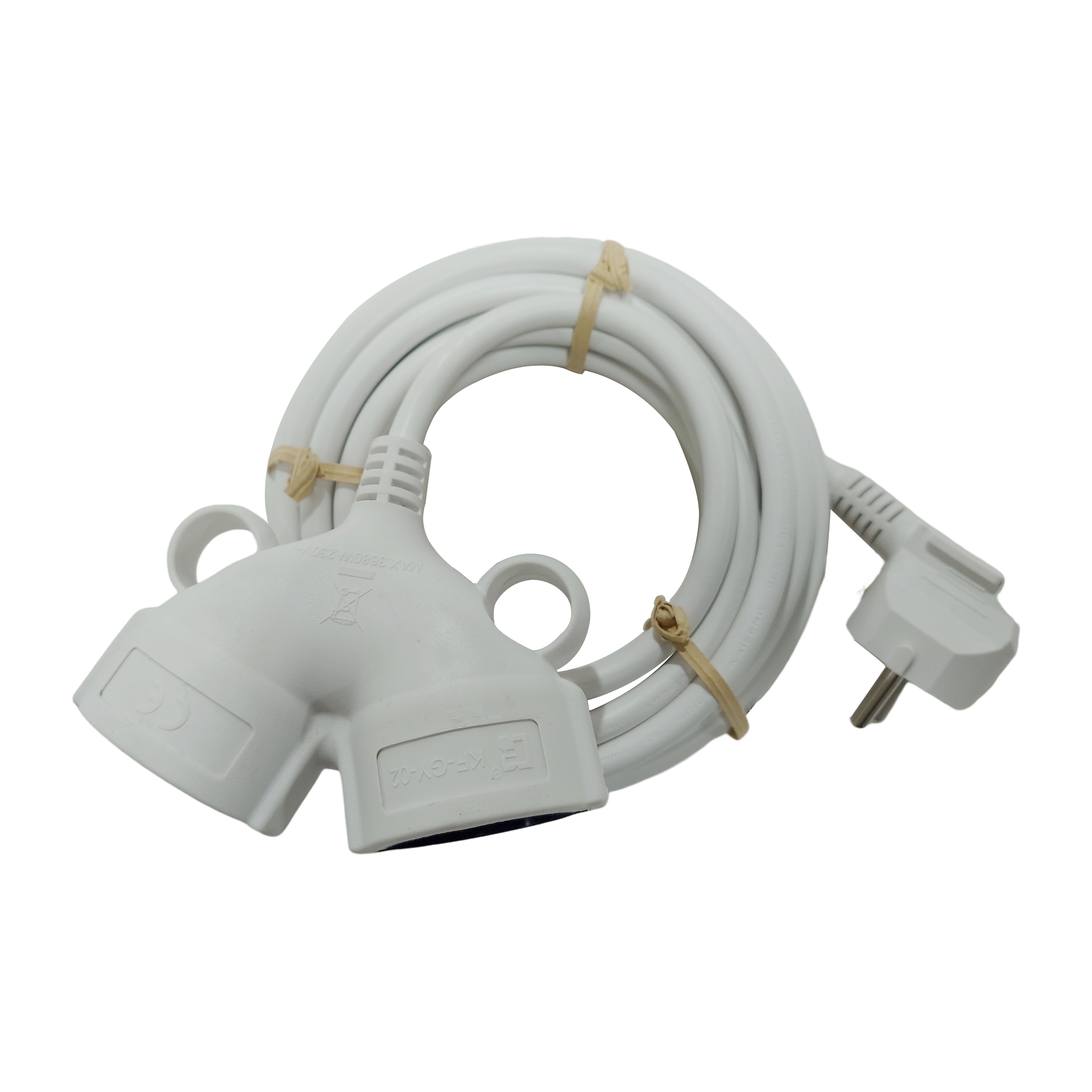 Prolongador com saída dupla LEXMAN H05VV-F 3G1.5 16A 5M Branco - 2