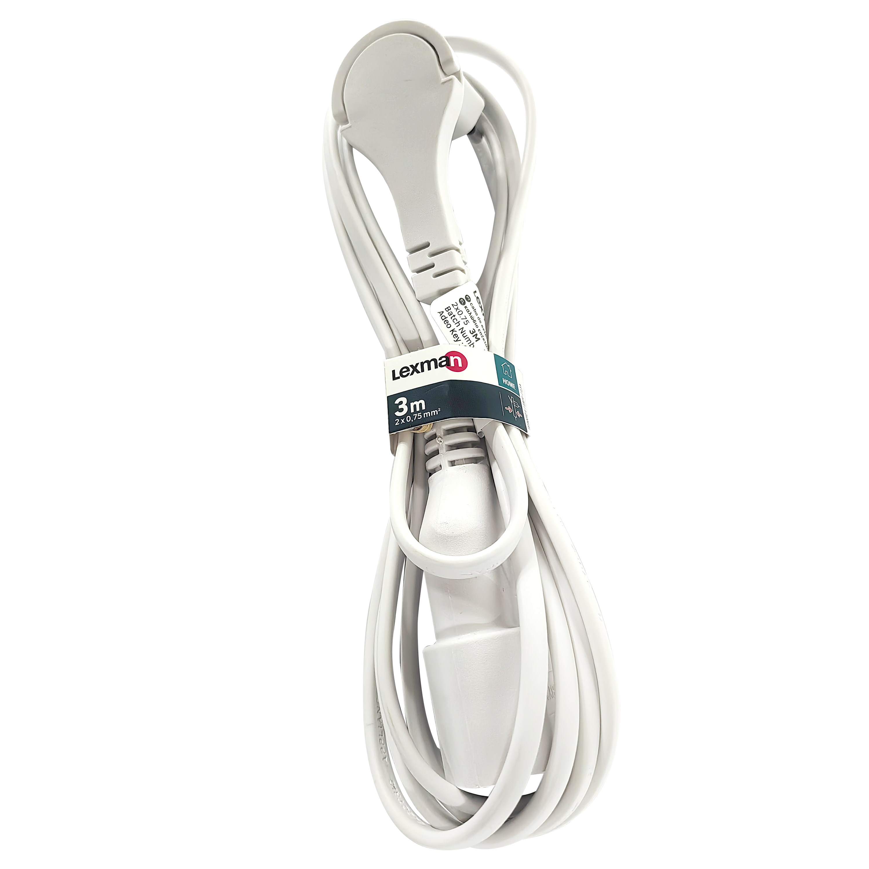 Prolongador com tomada fácil LEXMAN H03VV-F 2x0.75 2.5A 3M Branco - 7