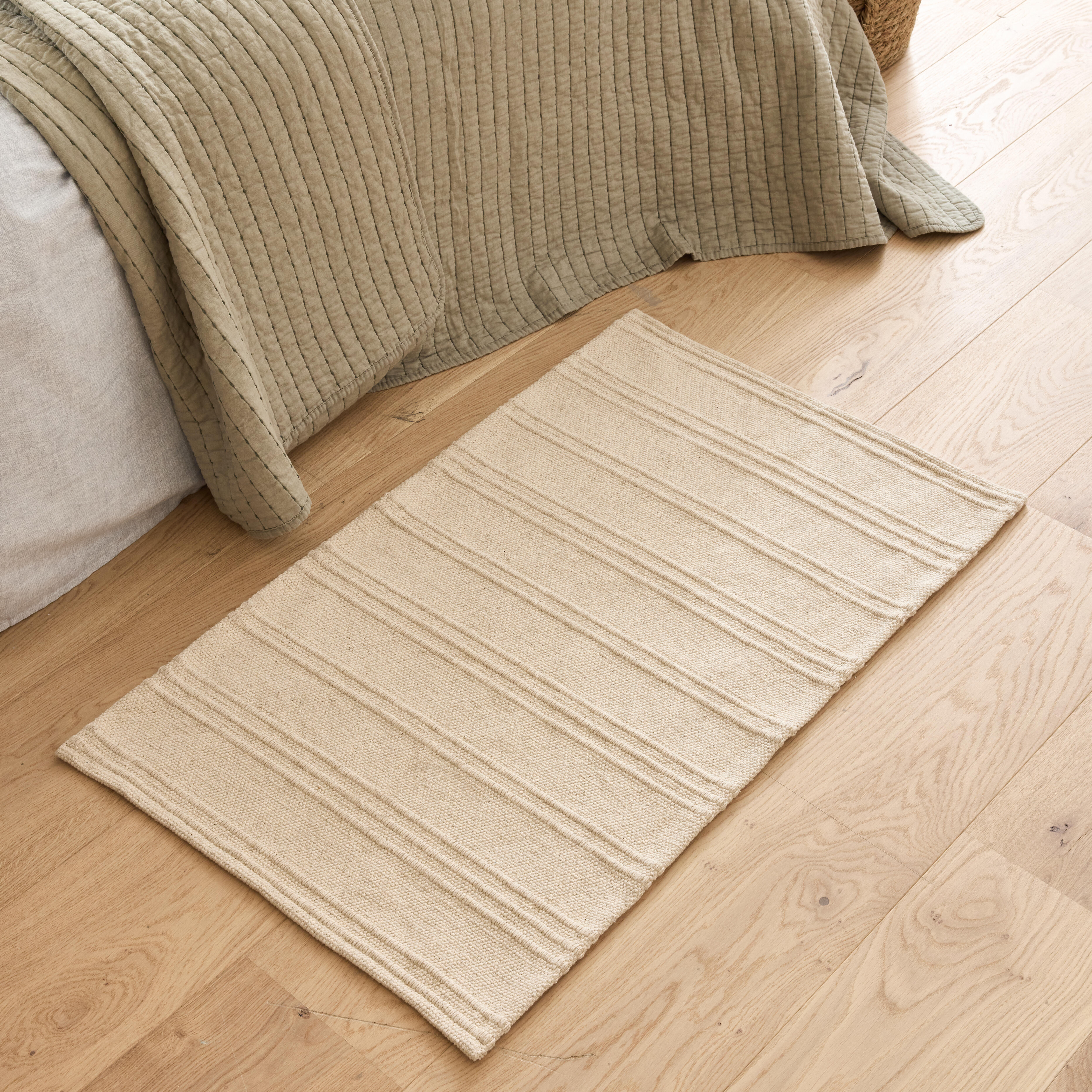 Alfombra pie de cama  algodón tejido plano  Cotty  beige paper  lavable en lavadora 50x77cm - 2