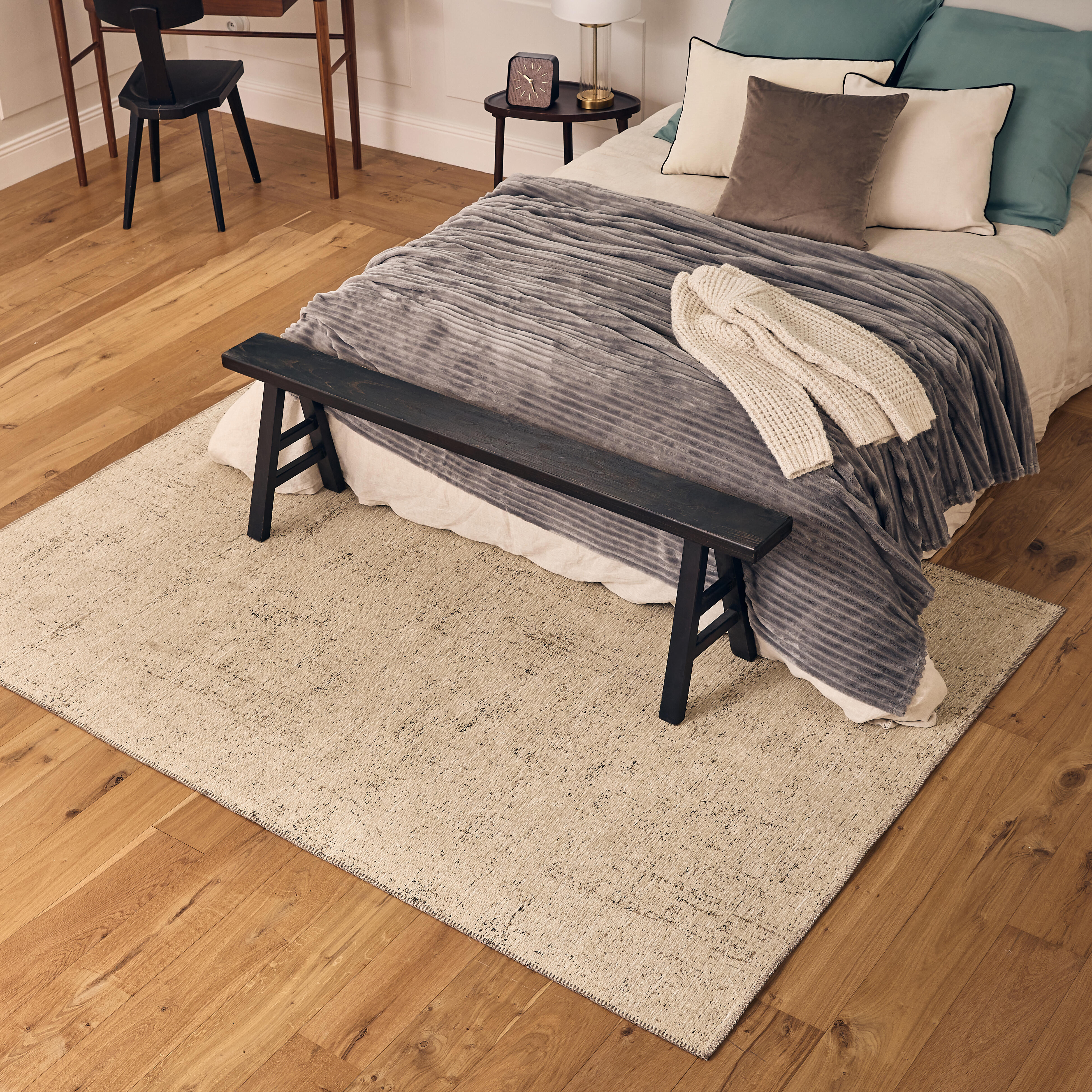 Alfombra poliéster Sparkles 160x230cm tejido plano INSPIRE liso crema - 2