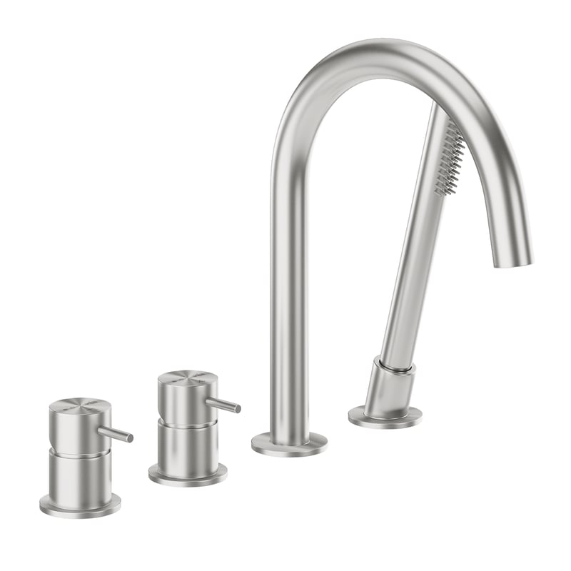 Bateria wannowa srebrna stal nierdzewna 4-otworowa Flint KFA Armatura