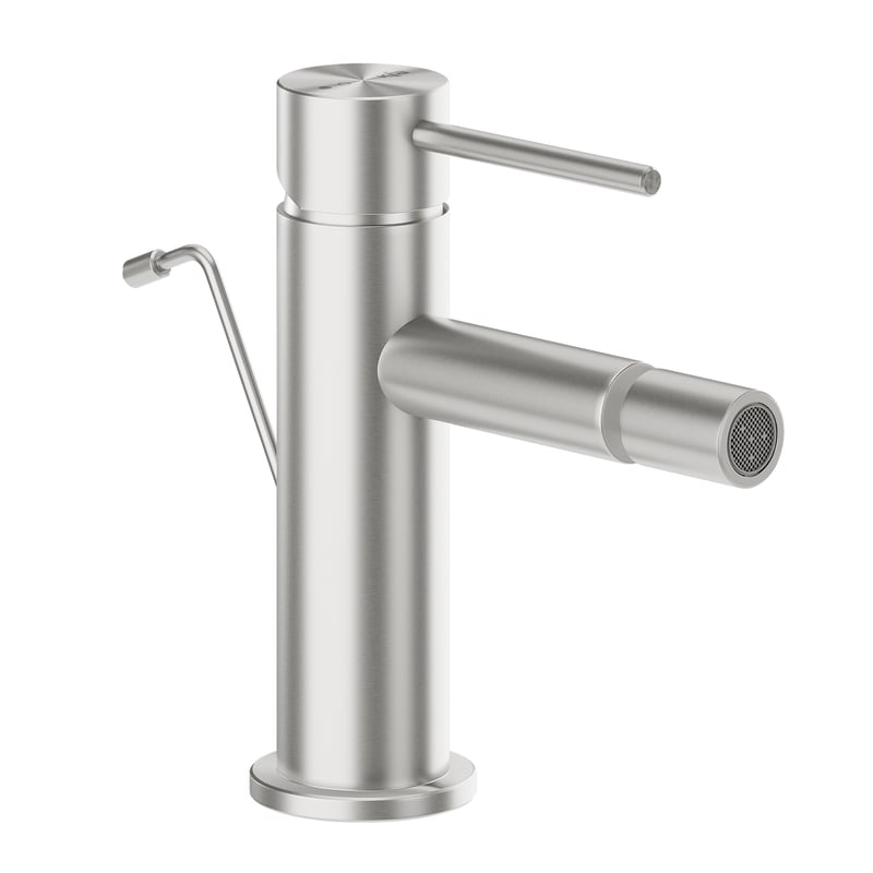 Bateria bidetowa stalowa srebrna 14.4 cm Flint z korkiem KFA Armatura