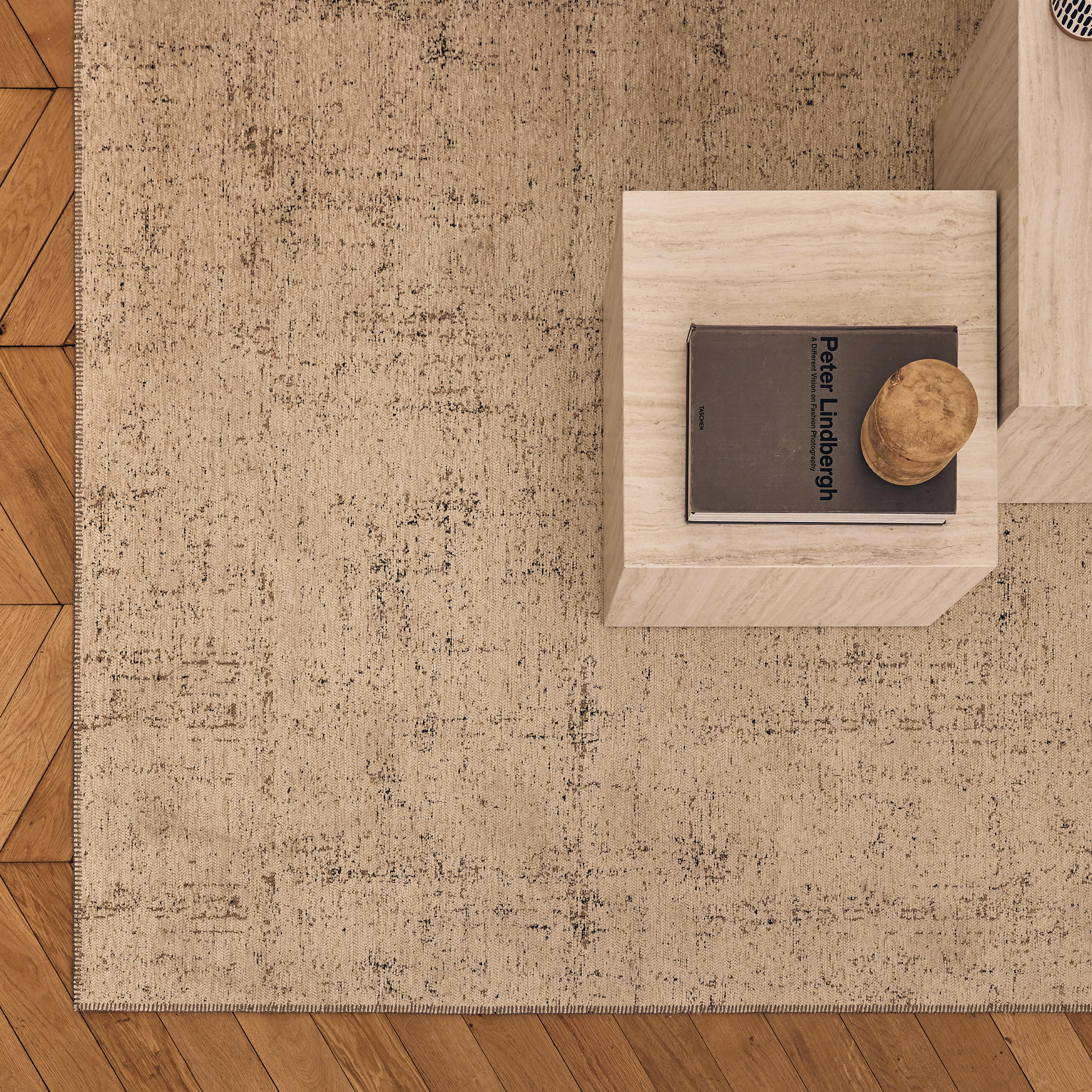 Alfombra poliéster Sparkles 160x230cm tejido plano INSPIRE liso crema - 5