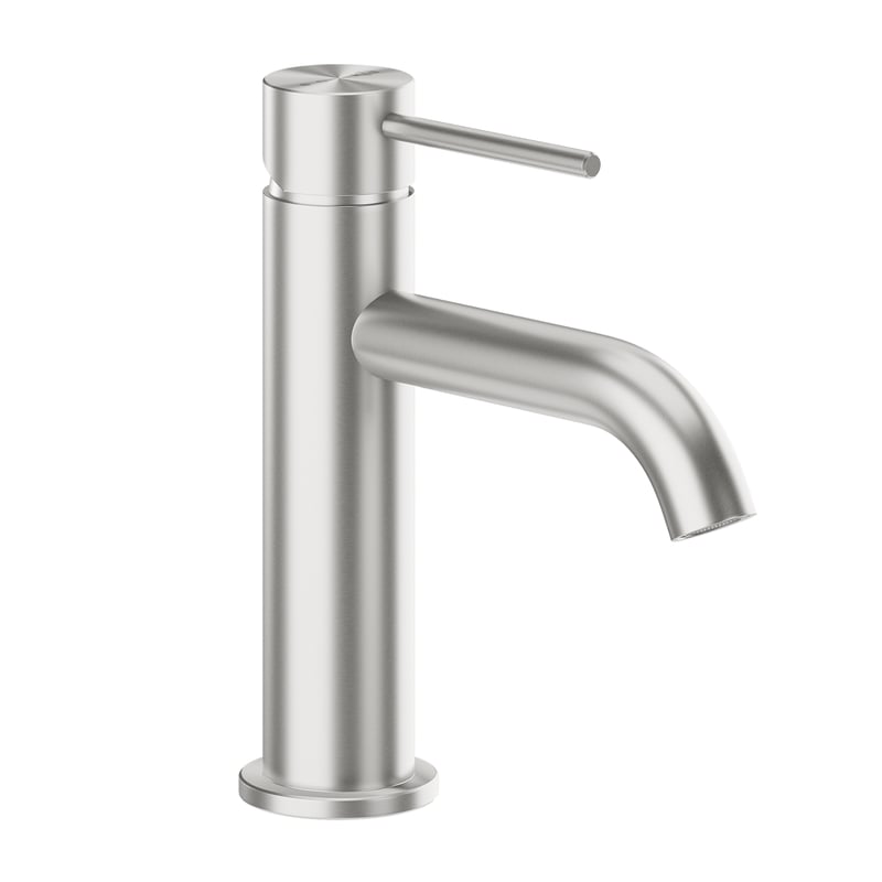 Bateria umywalkowa srebrna stal nierdzewna 16.5 cm z korkiem klik-klak Flint KFA Armatura