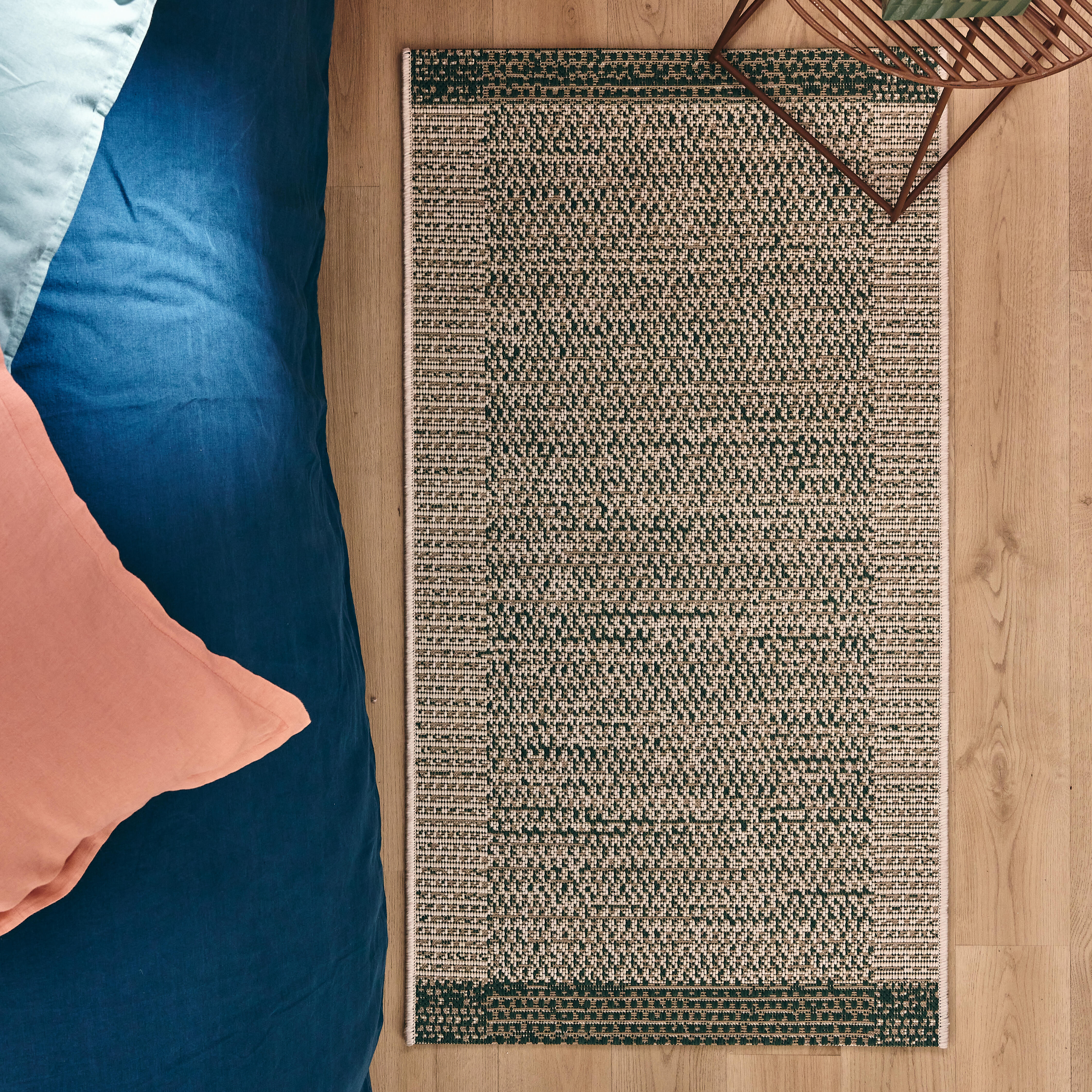 Alfombra pie de cama polipropileno July exterior/interior 60x110cm tejido plano  liso verde cactus - 2