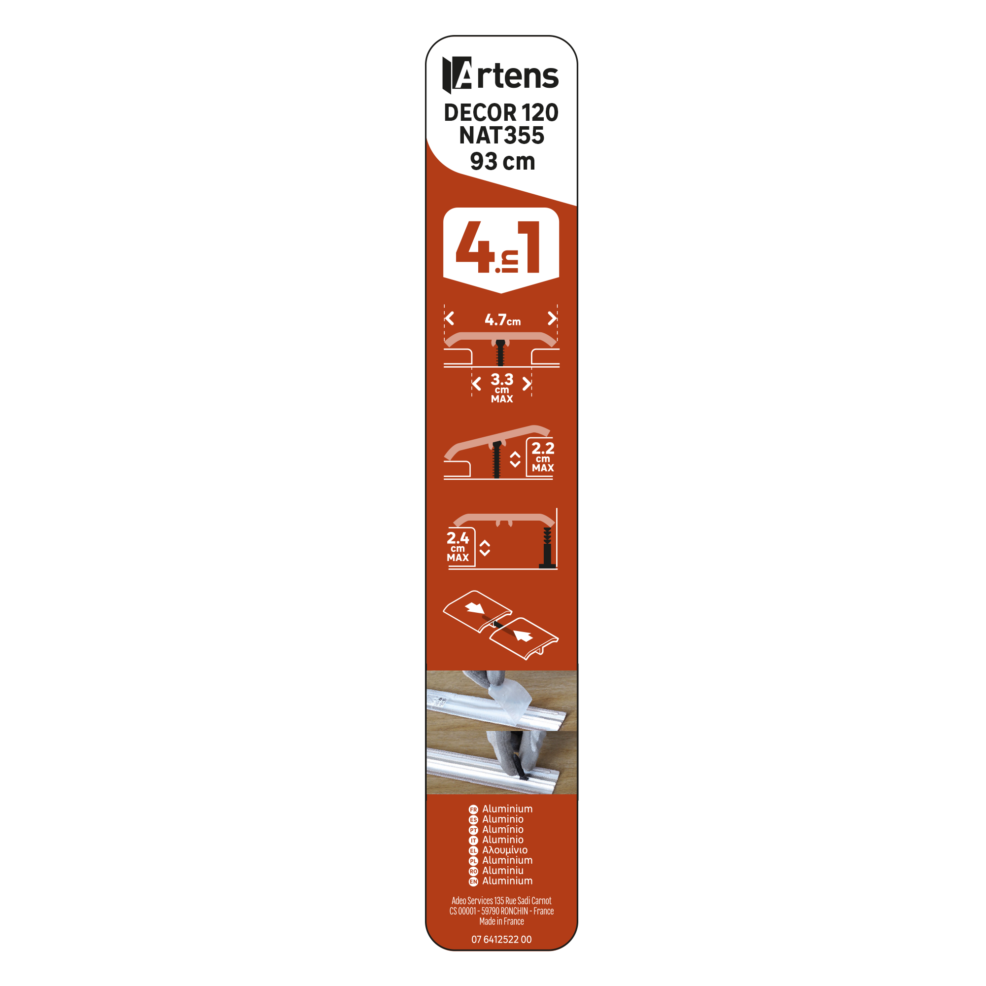 Barre de seuil alu décor 72 à fixer, l.4.7 cm x L.93 cm ARTENS - 6
