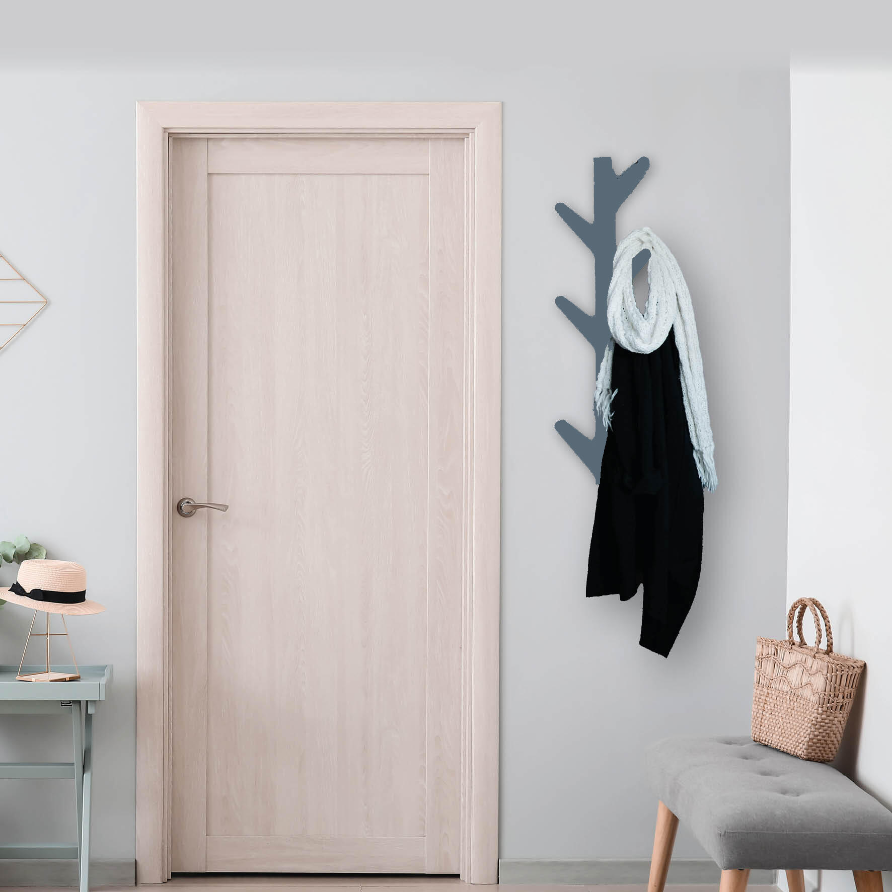Appendiabiti da avvitare  RUSSELL in legno grigio opaco 6 ganci L 23 x H 78 cm - 3