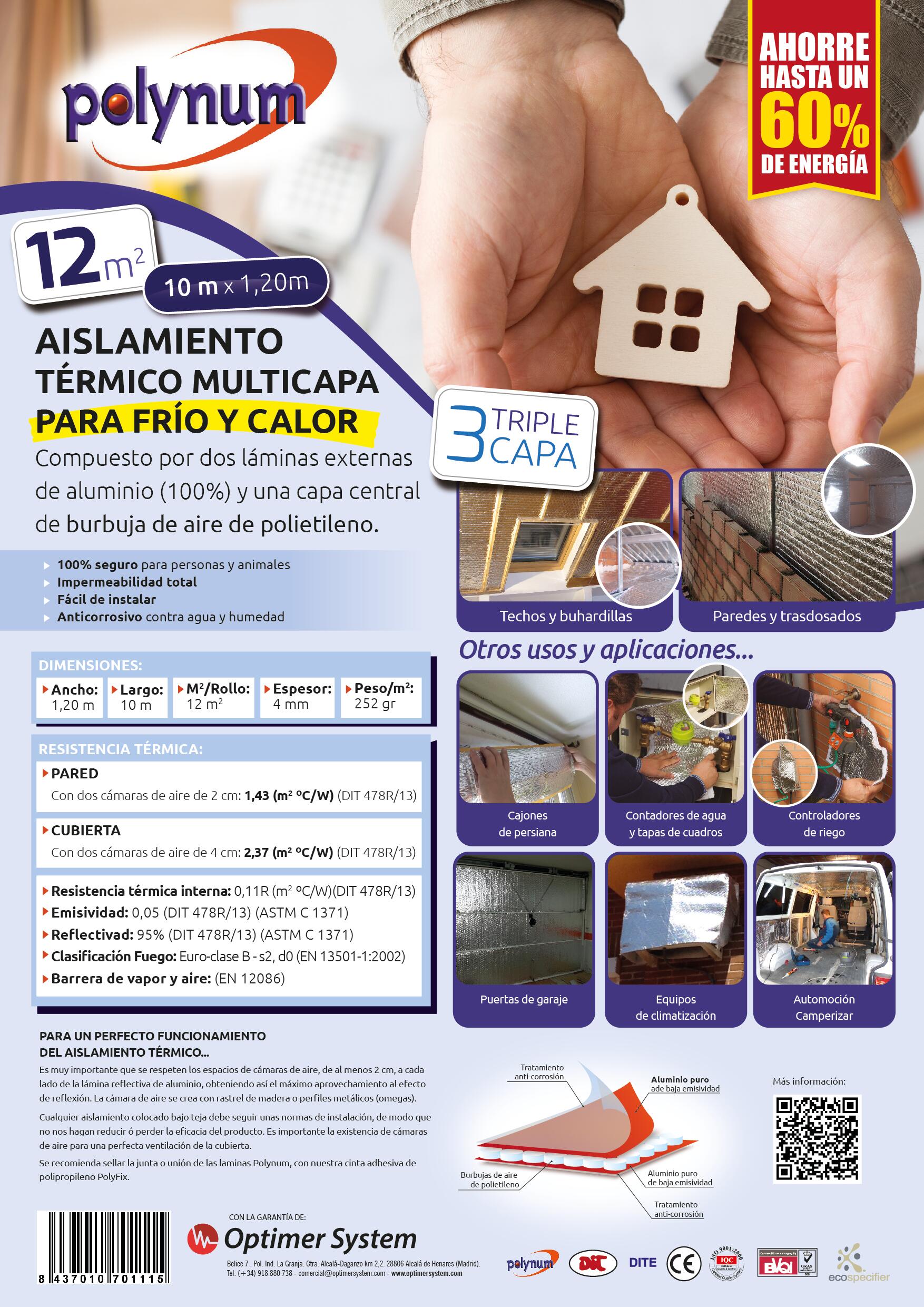 AISLAMIENTO TÉRMICO REFLEXIVO POLYNUM MULTIUSOS 1000X120CM 4MM - 5