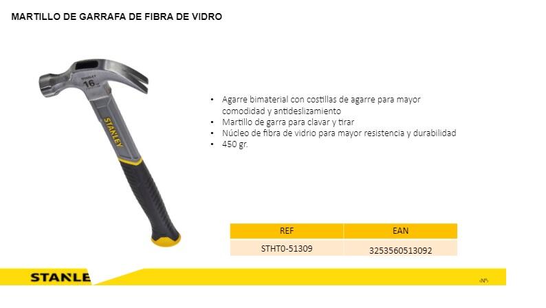  MARTILLO CARPINTERO SACA CLAVOS MANGO BIMATERIA STANLEY 450 - 2