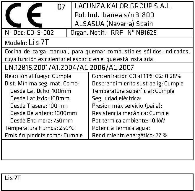 COCINA DE LEÑA LIS 7T 10 KW - 5