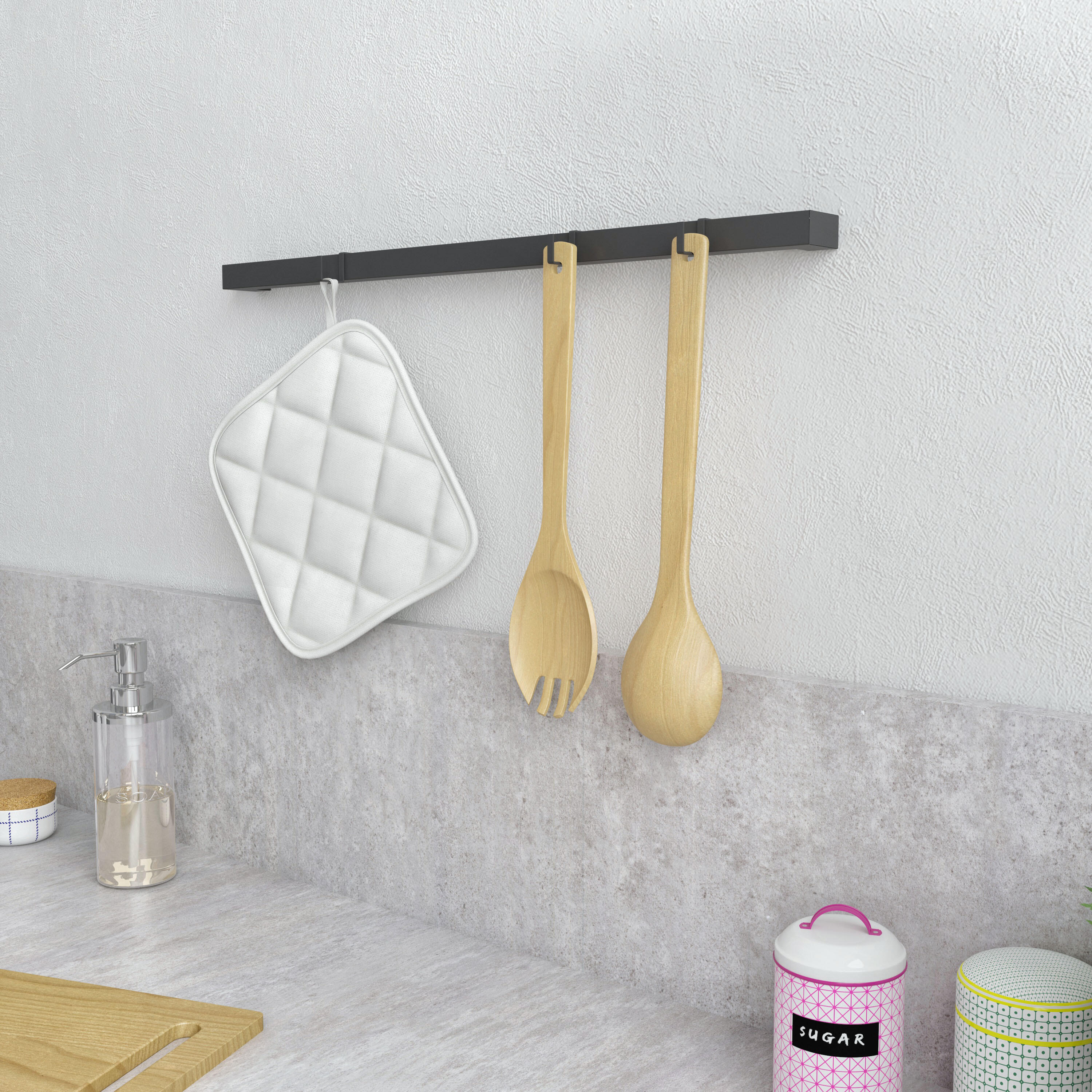 Lot de 4 crochets pour barre de crédence noir DELINIA ID - 4