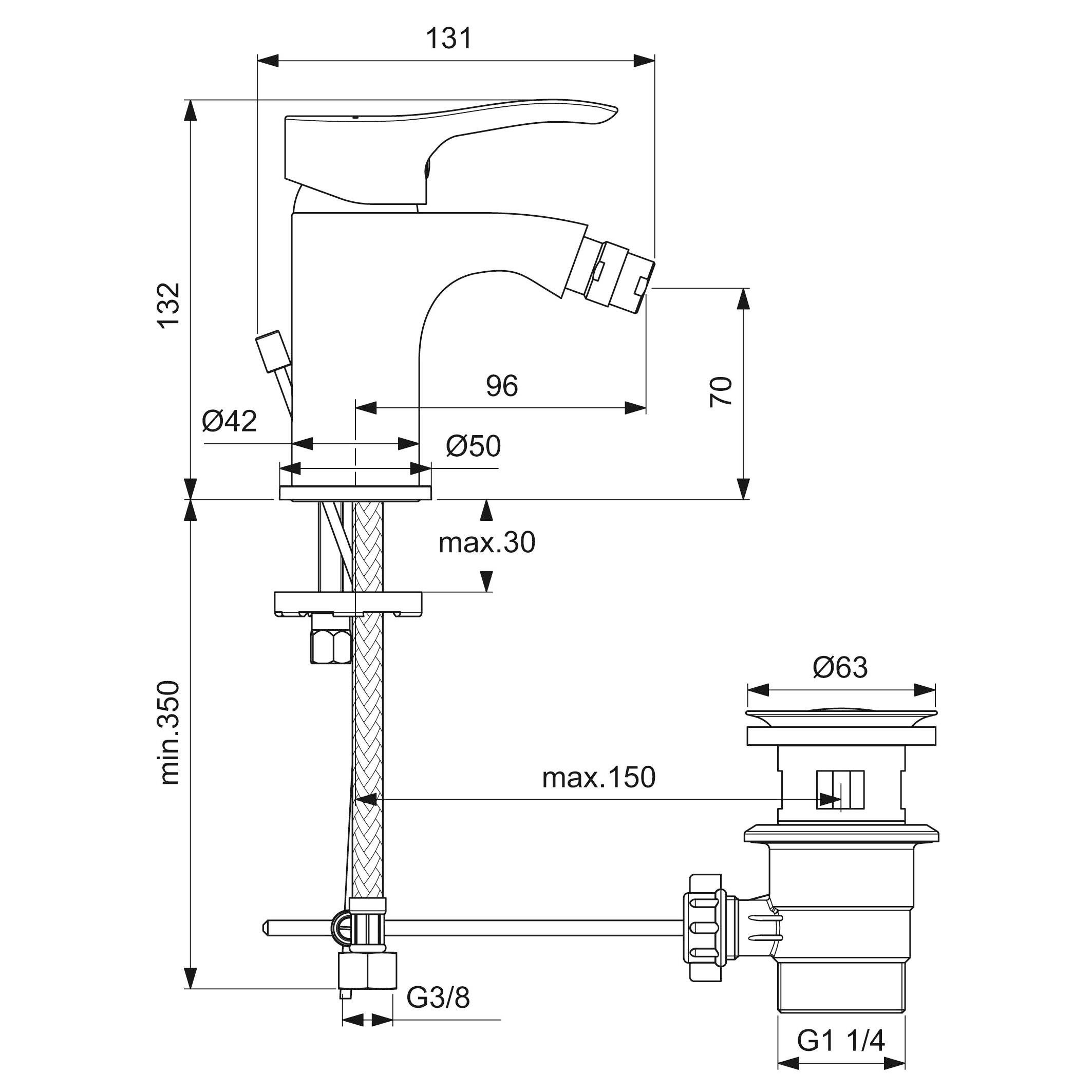 Rubinetto per bidet getto laminare cristallino Oglio IDEAL STANDARD cromo lucido - 6