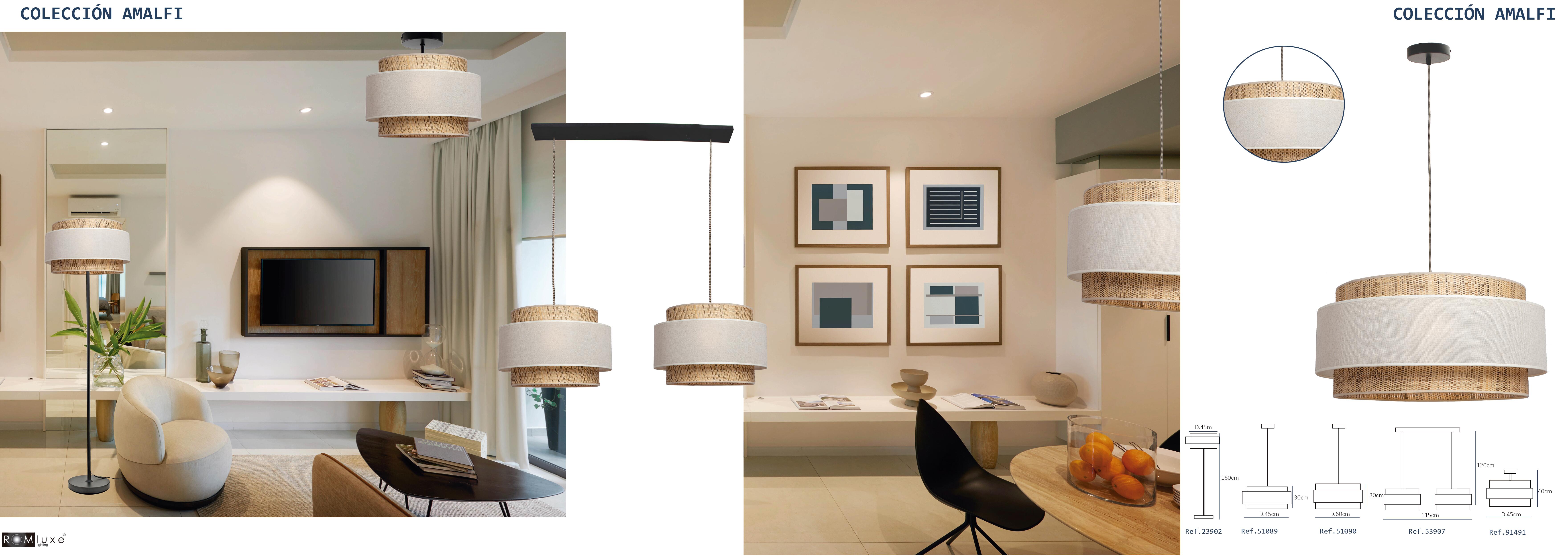 Lámpara de techo colgante de acero beige 60 cm Amalfi ROMLUXE 1 luz E27 - 6