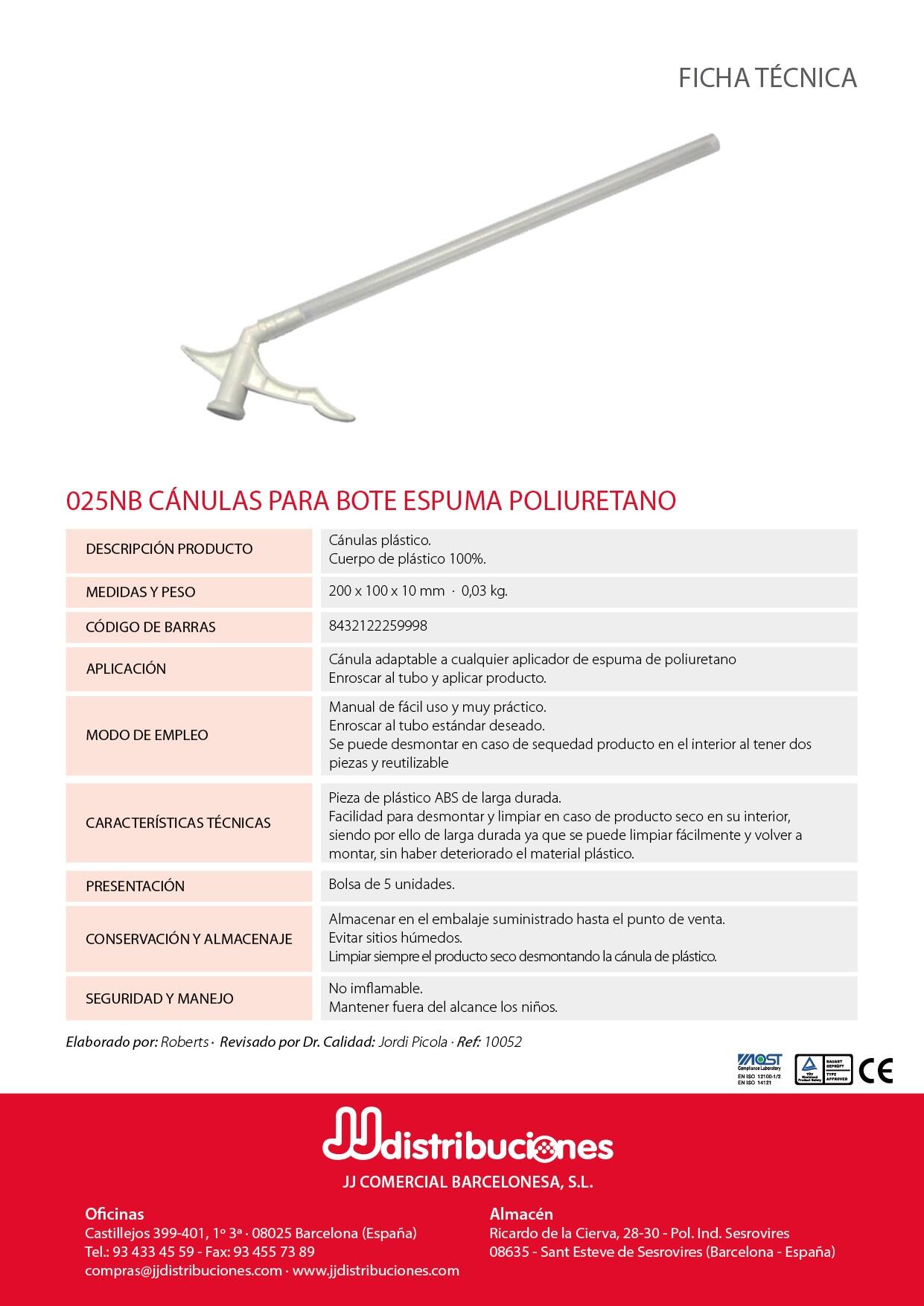 CANULA PARA BOTE DE POLIURETANO 5 PIEZAS - 3