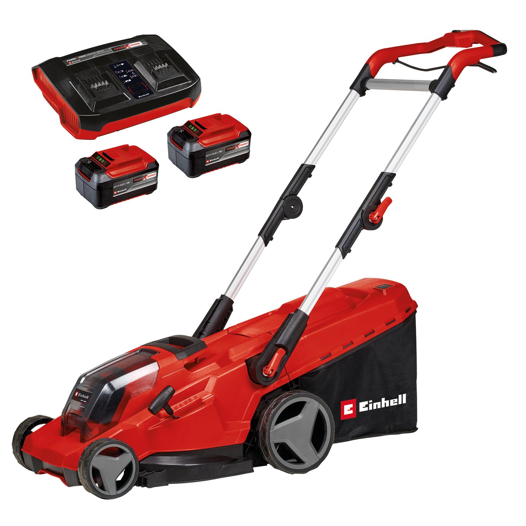 Cortacésped a batería einhell 36v 41 cm ancho de corte 40 de autonomía con cargador y batería incluido