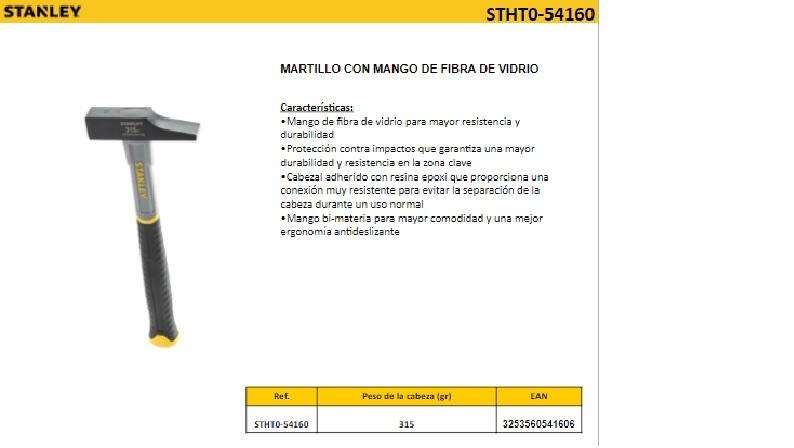 MARTILLO EBANISTA 30MM MANGO BIMATERIA STANLEY - 2