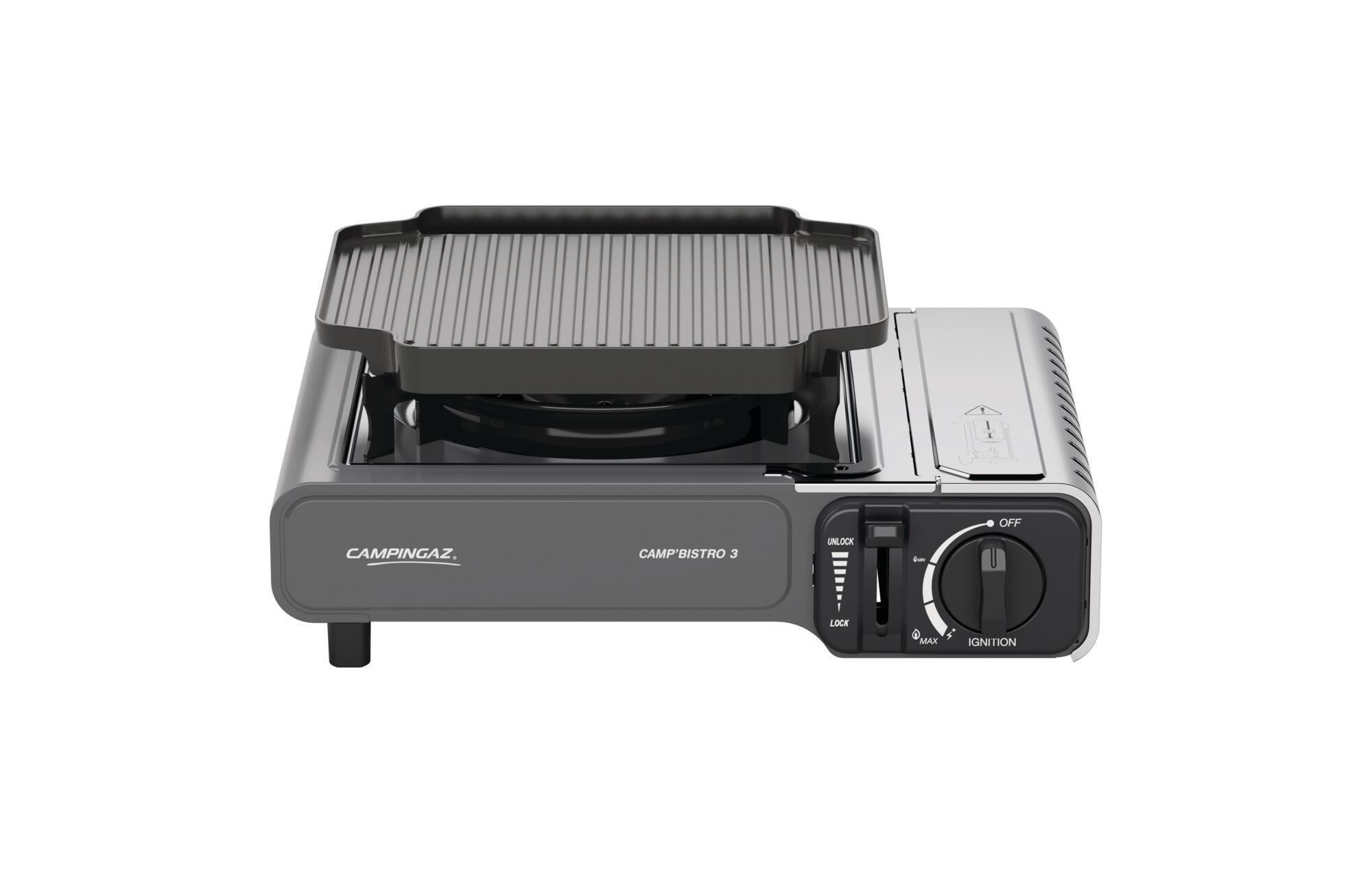 Hornillo de gas campingaz camp´bistro 3 + parrilla de 1 quemadores y 2.2 kw de potencia recomendado para de 6 a 10 personas