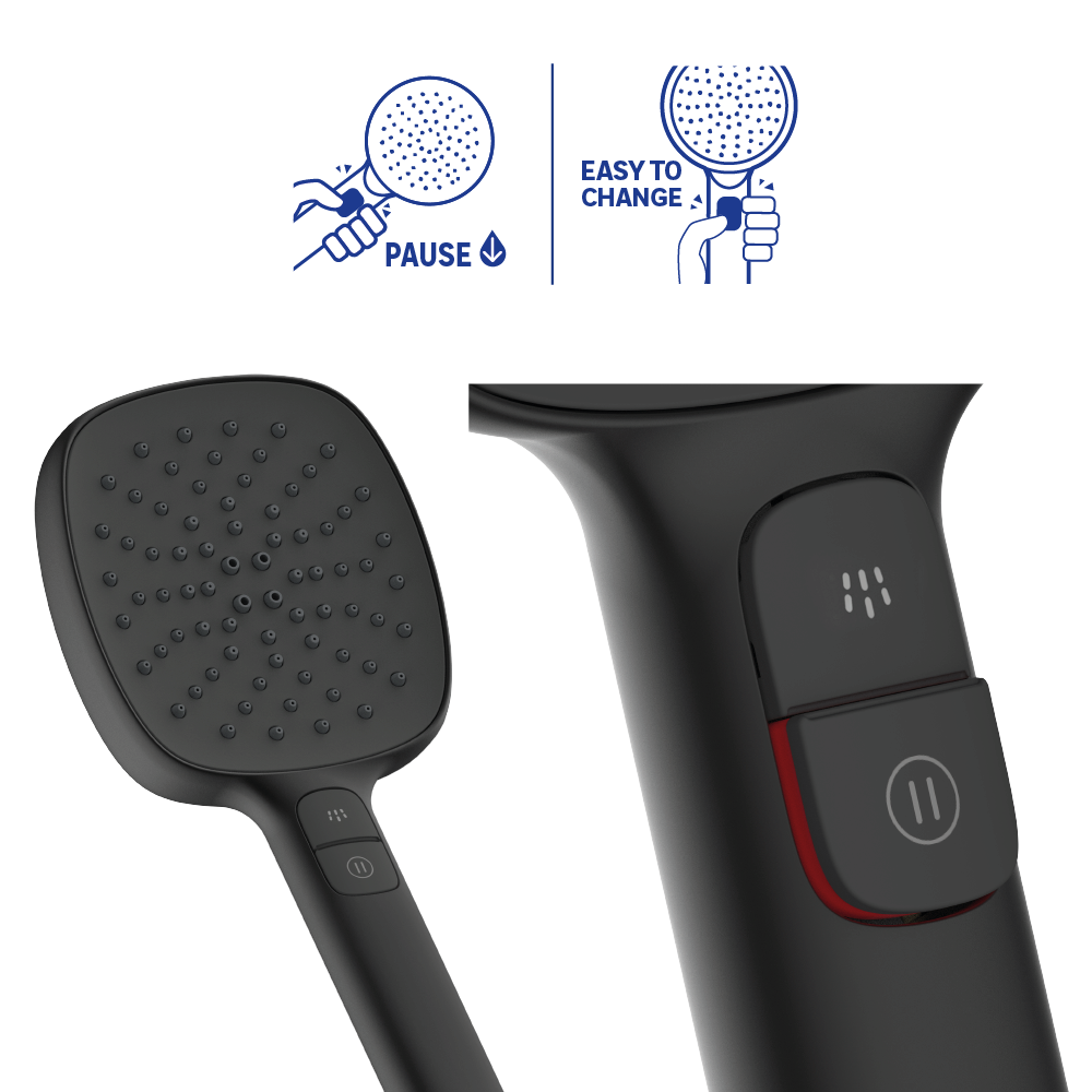 Alcachofa de ducha + flexo + barra SENSEA Remix negro con 3 funciones - 4