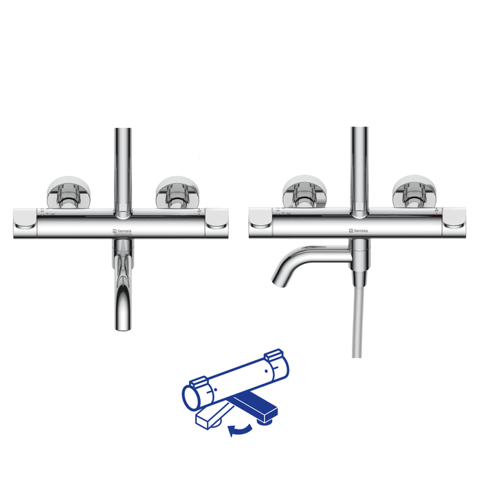 detalhe da torneira conjunto de banheira Termostatico Icone
