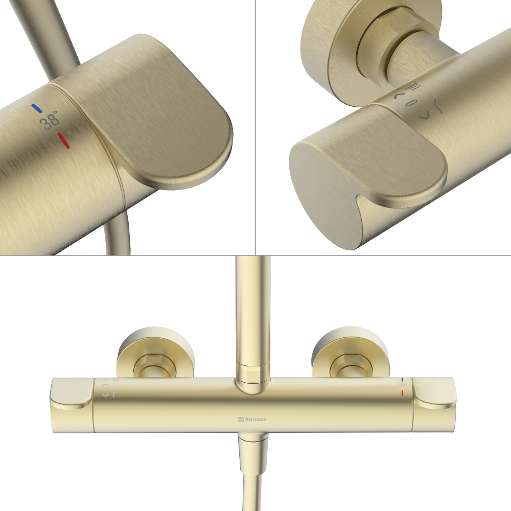 Colonne de douche thermostatique SENSEA, Icone, Or - 4