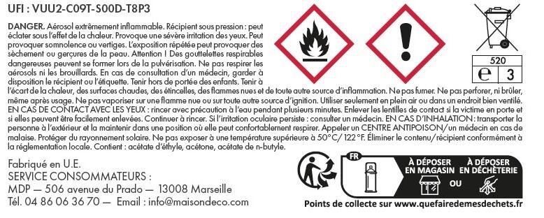 Bombe de peinture Relook tout extrême MAISON DECO noir RAL 9005 satiné 400 ml - 9