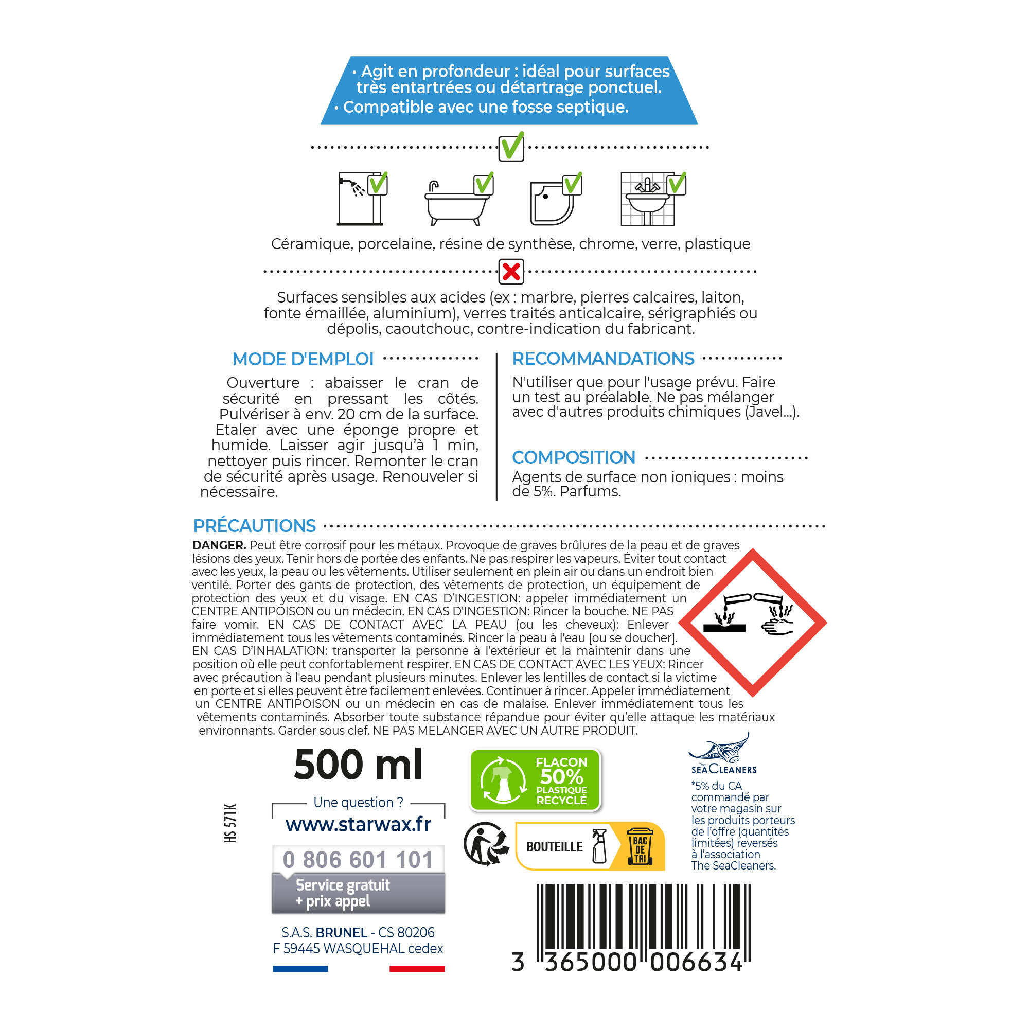 Détartrant STARWAX Surpuissant salle de bain, 0.5L - 7