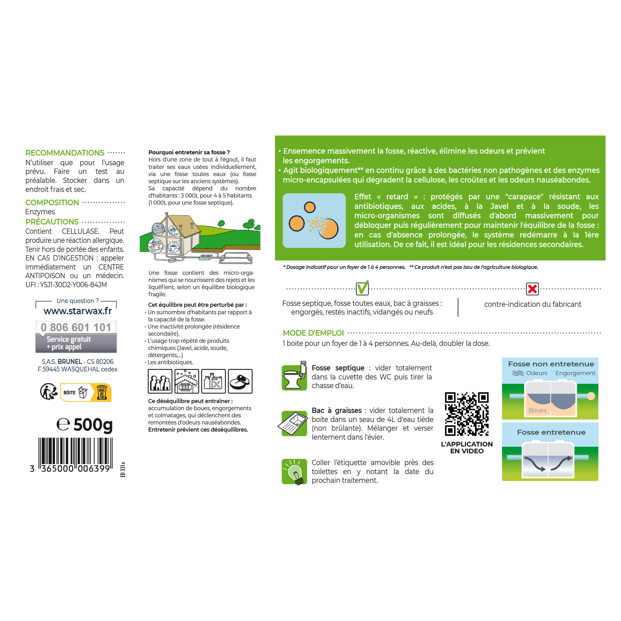 Ré activateur fosse septique longue durée STARWAX, 0,5KG - 5