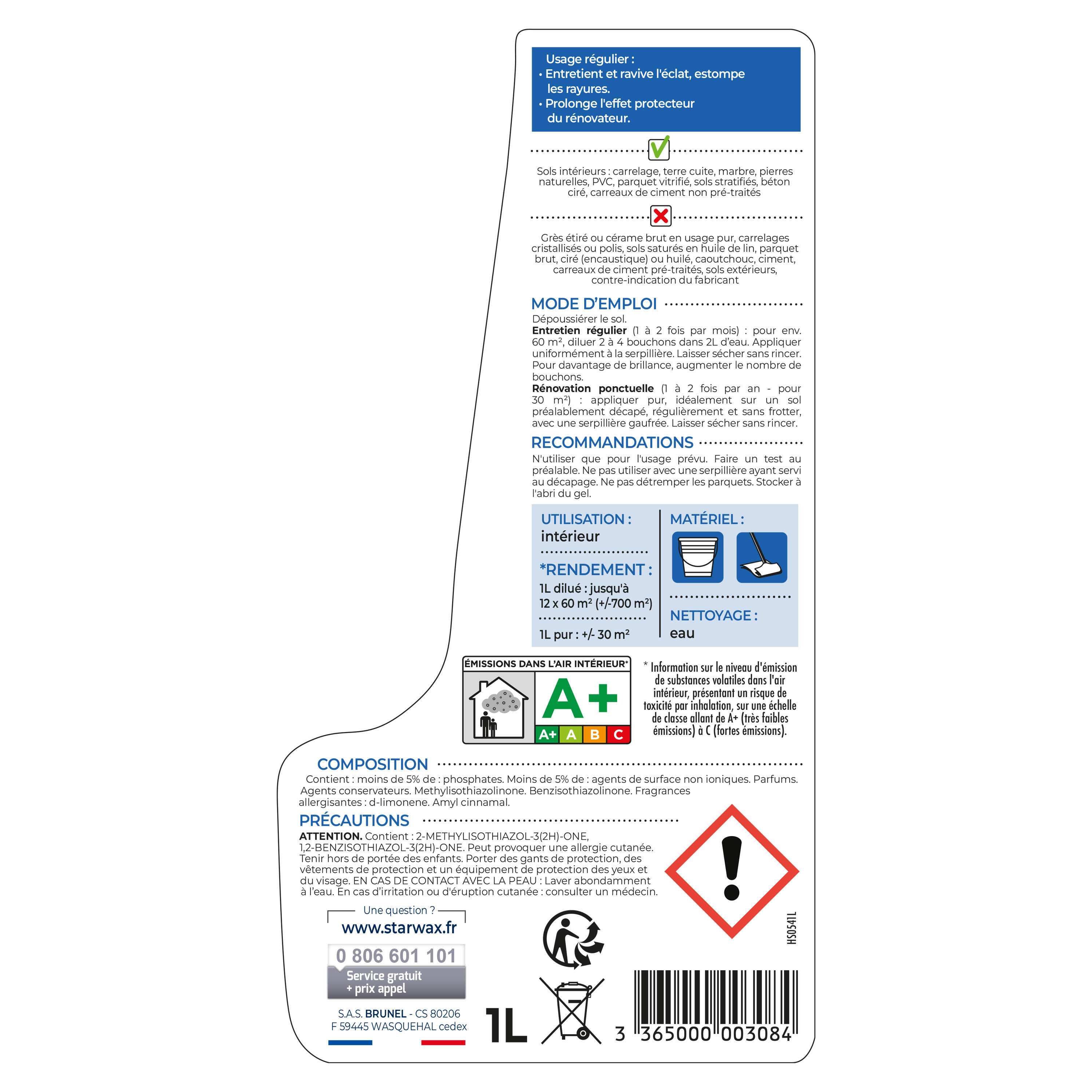 Nettoyant STARWAX Shampooing autolustrant sols intérieurs, 1L - 6