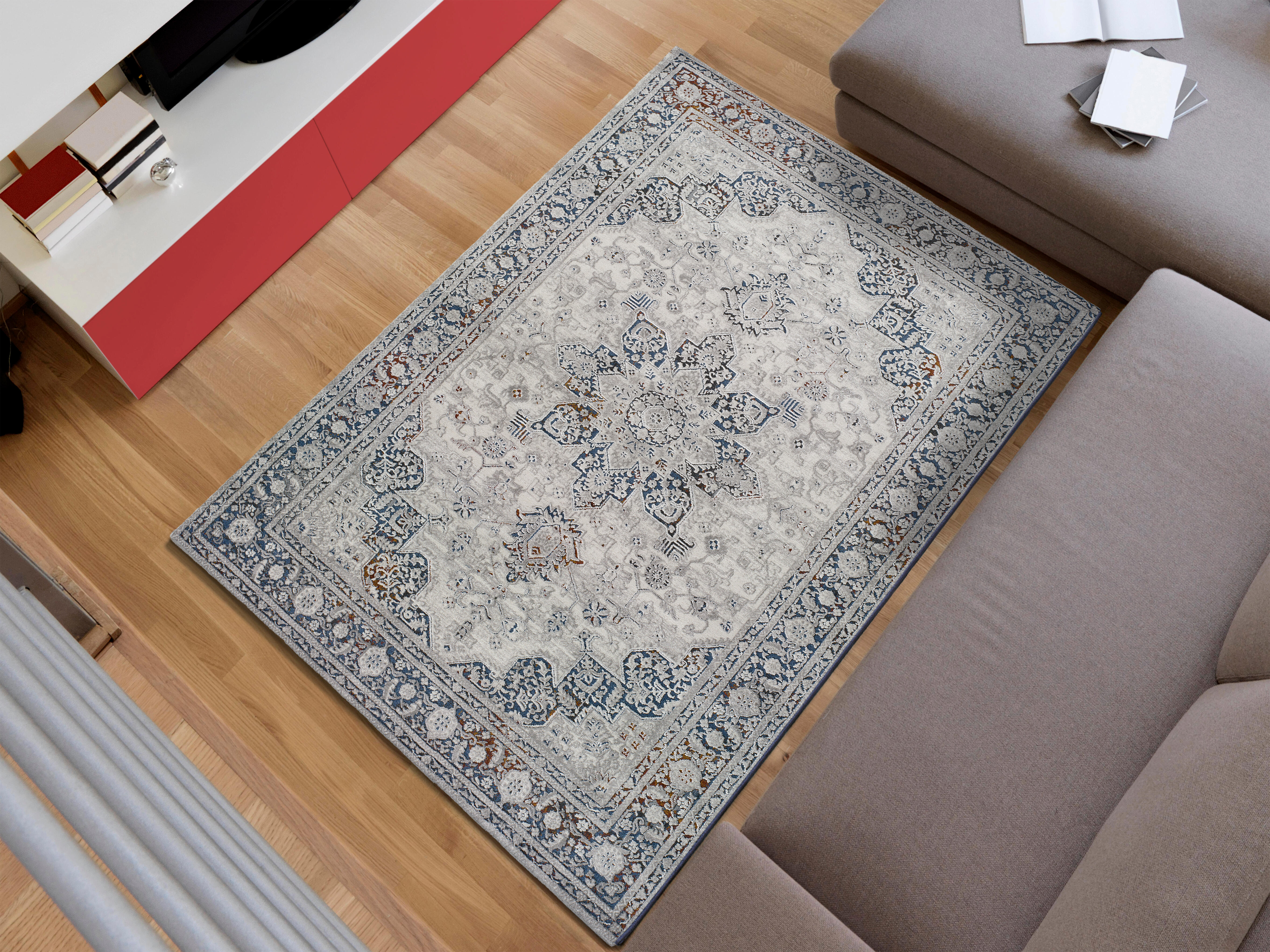 Alfombra de poliéster graceful 160x230 cm gris