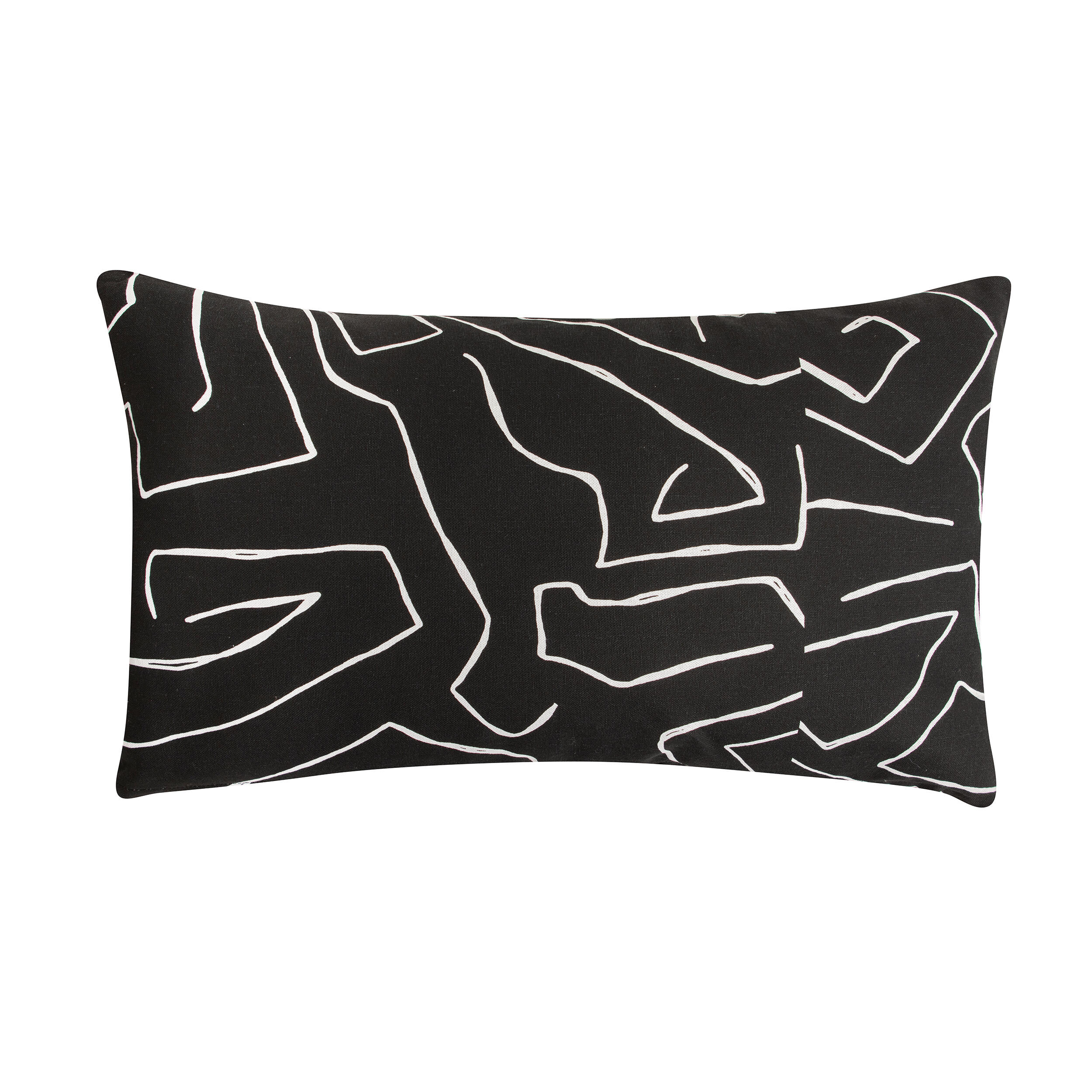 Cojín decorativo rectangular halia algodón poliéster curva negro 50x30cm