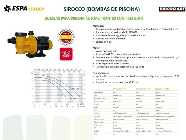 BOMBA PISCINA 1.5CV ESPA LEADER SIROCCO  - 6
