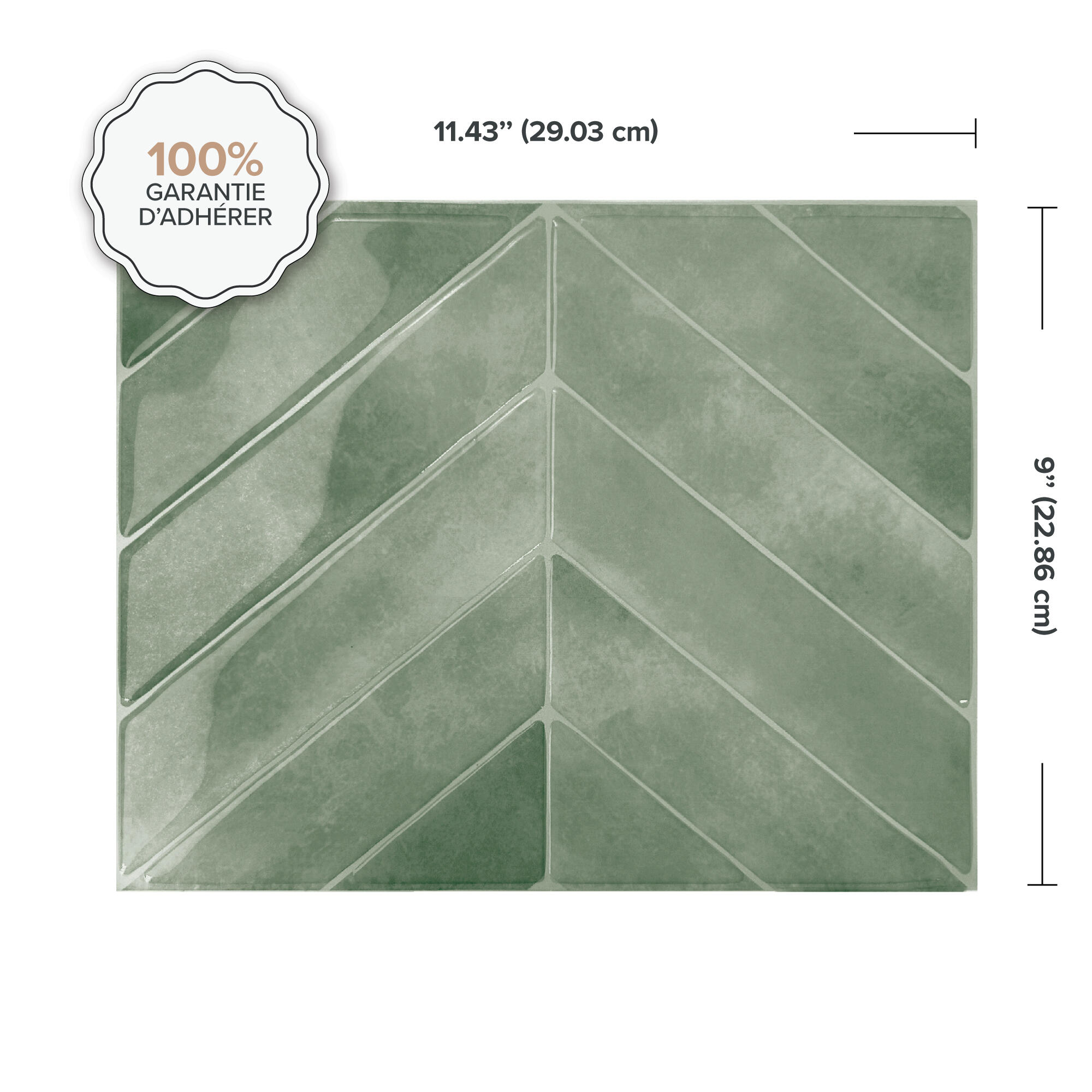 Lot de 4 adhésifs décoratifs Chevron Solna, vert céladon, 29 cm x 22.9 cm - 5