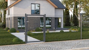 Portillon grillagé Naterial Gris - 7016 à sceller, l.100 x H.100 cm