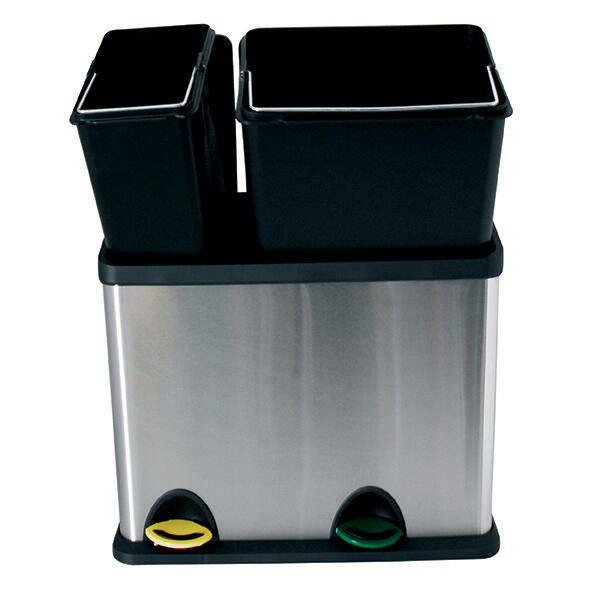Cubo de la basura con pedal ecológico 18l + 8l inox