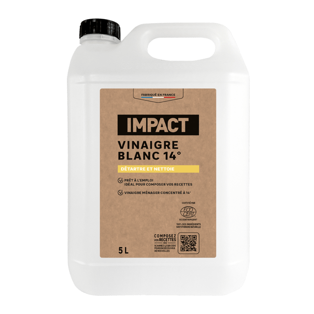Vinaigre blanc IMPACT 14°, nettoyant et détartrant, 5L ECODET