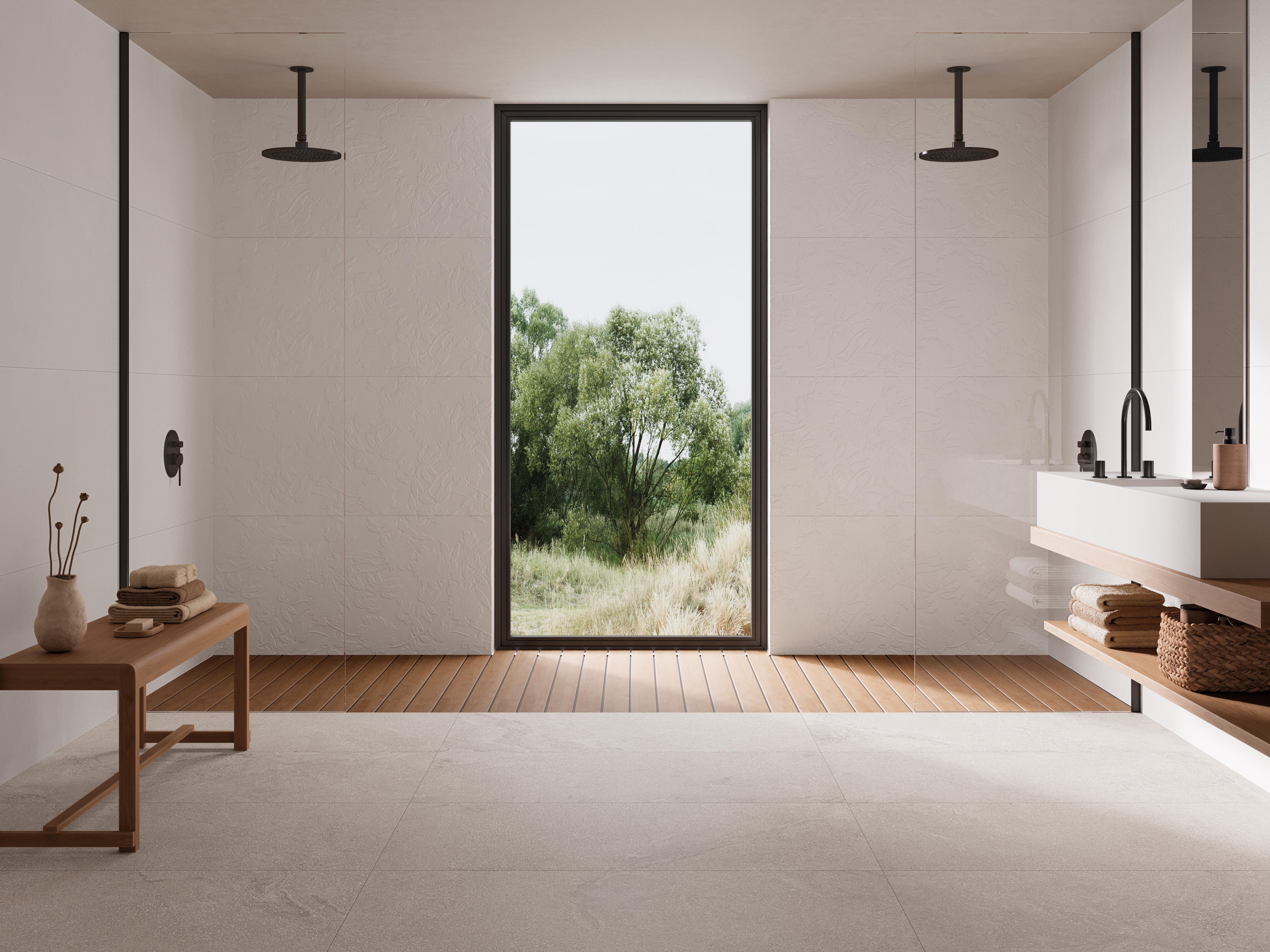 Suelo porcelánico reggio efecto piedra blanco 60x120 cm c1