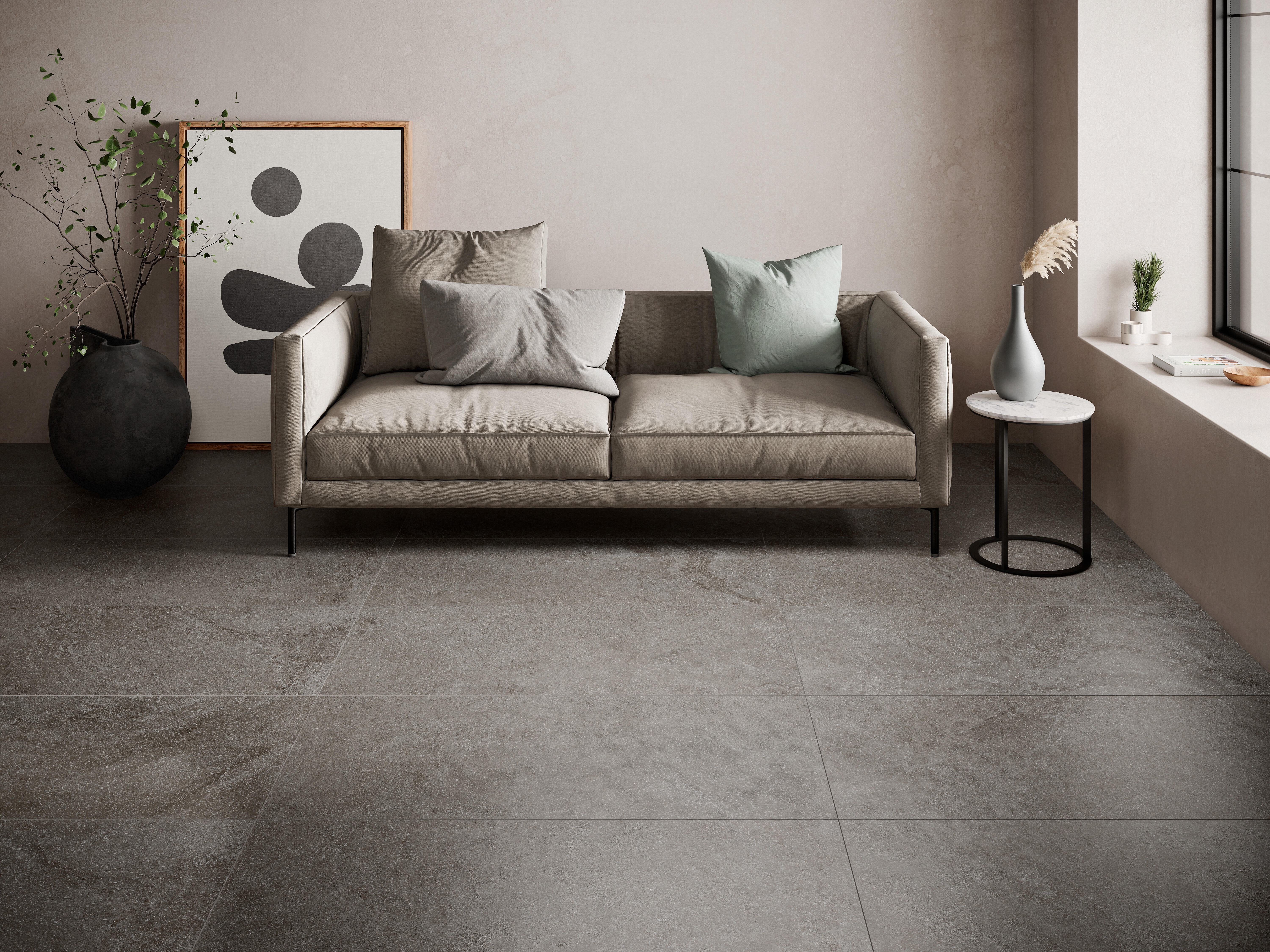 Suelo porcelánico reggio efecto piedra negro 60x120 cm c1