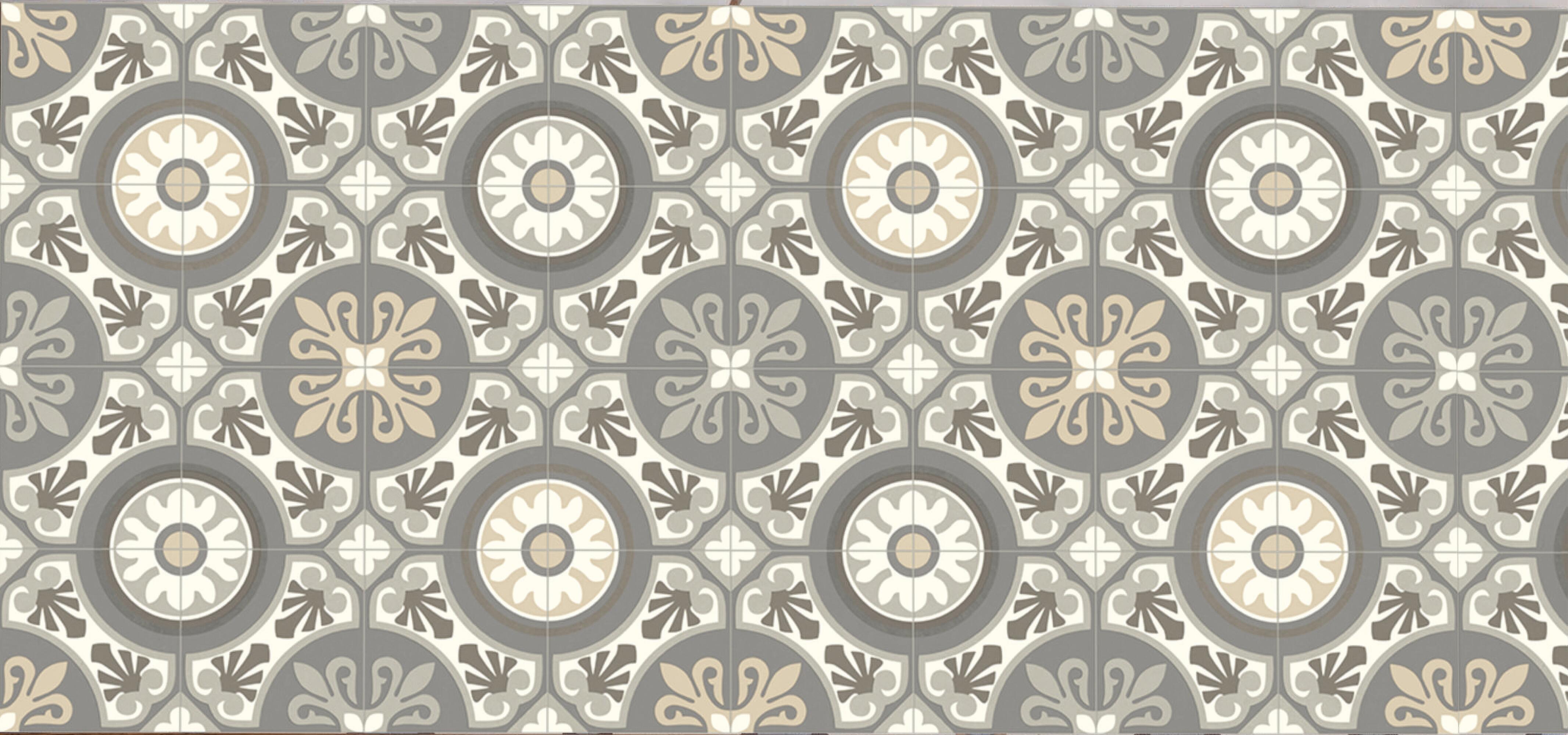 Alfombra pasillera exterior/interior pvc toledo gr-bg 50x250cm tejido plano base antideslizante círculo con líneas gris/beige