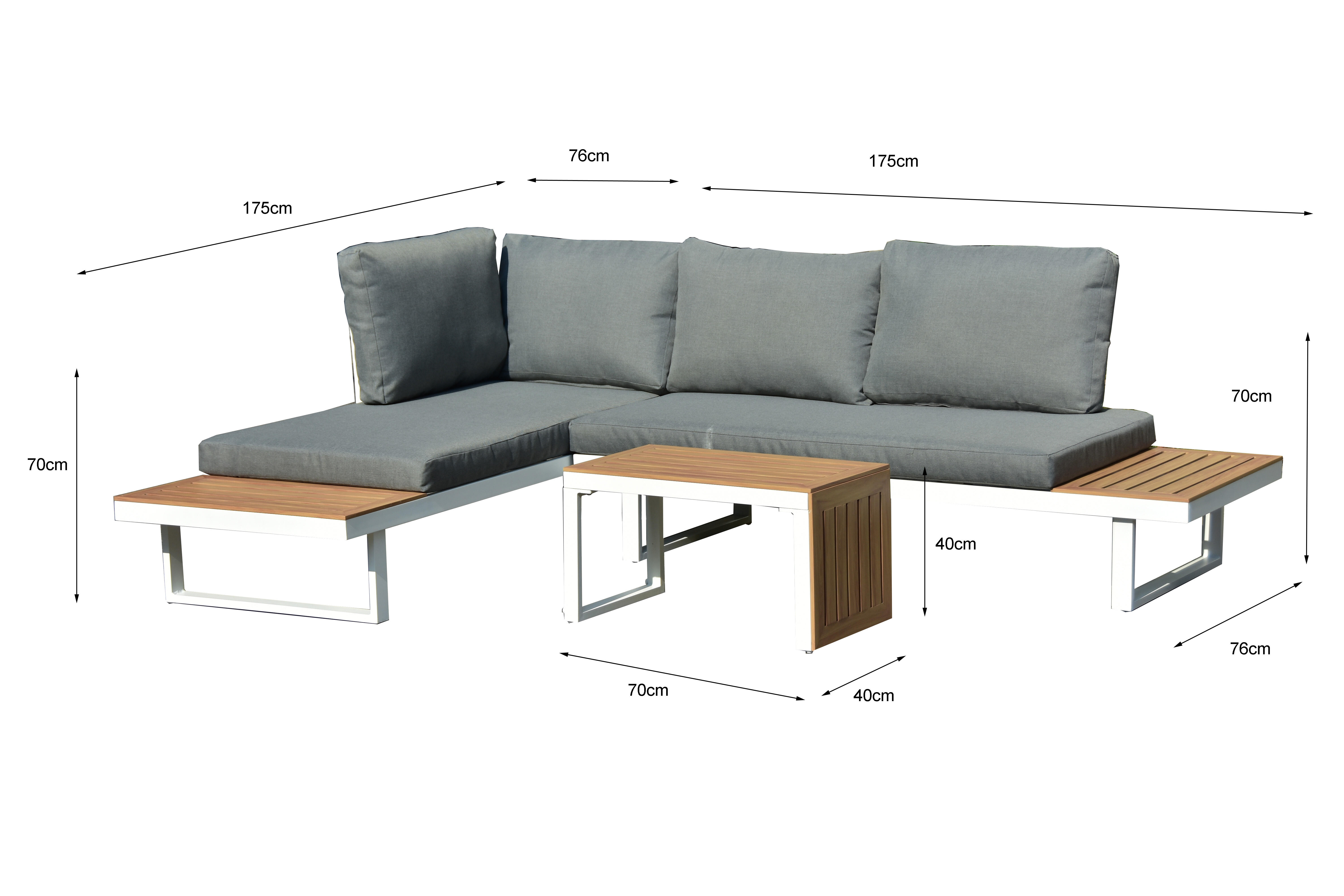 Meble ogrodowe zestaw wypoczynkowy Smarty szare Corciano - 10