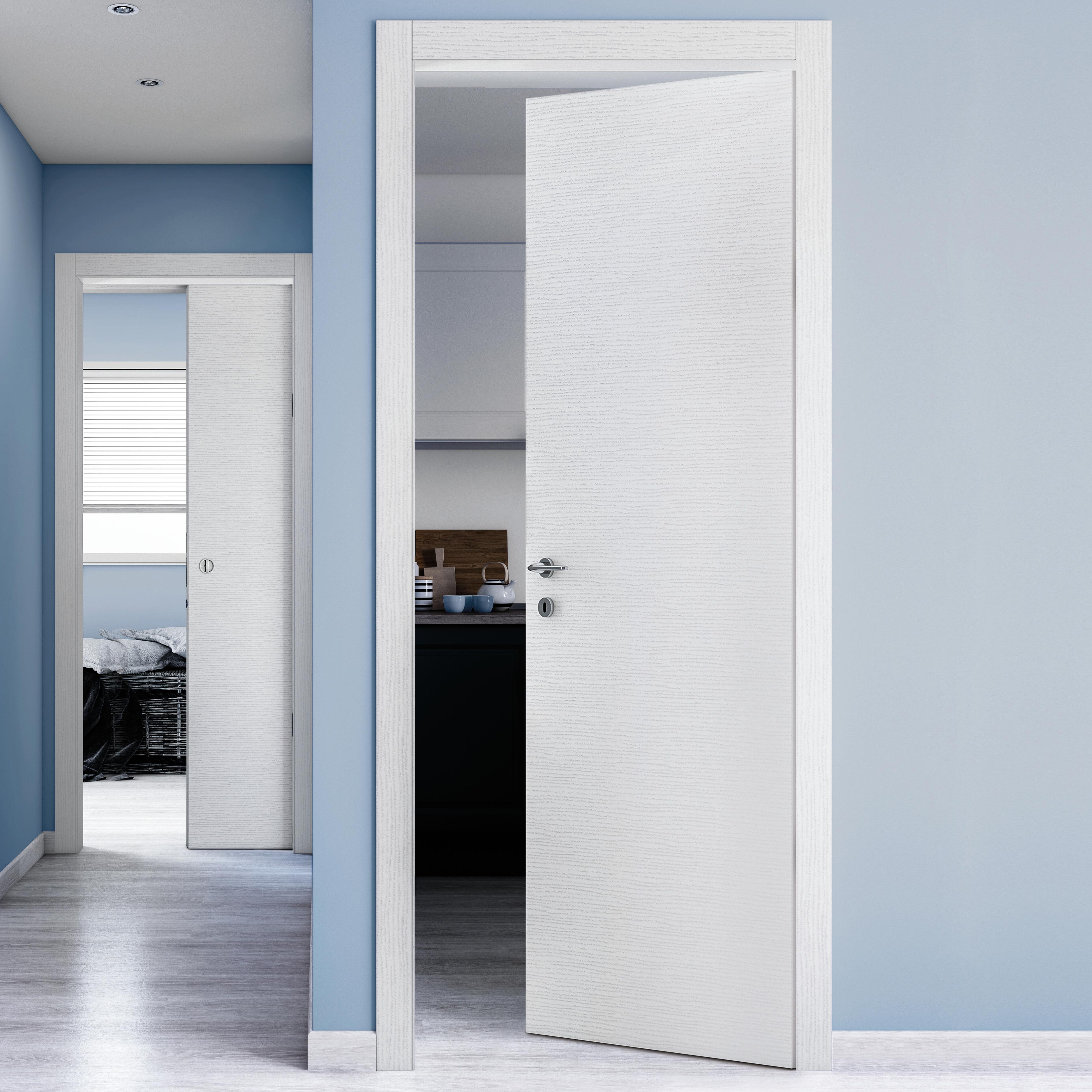 Porta interna scorrevole Kent in legno colore bianco, L 80 x H 210 cm, apertura reversibile - 2