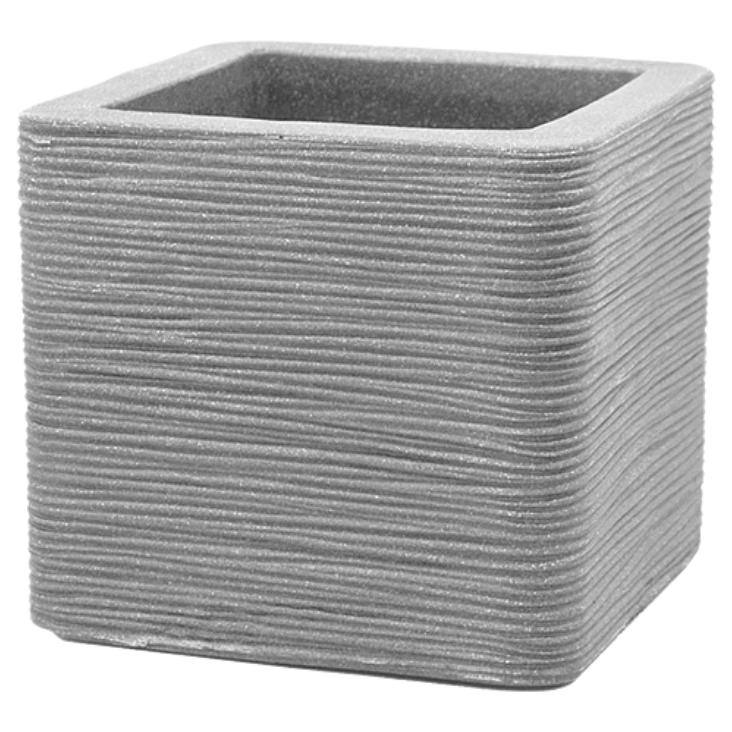 Donica plastikowa Kubus Rillen 30x30x27 cm szara Vog