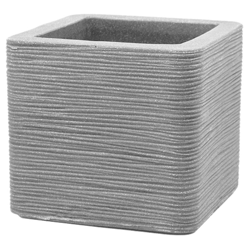 Donica plastikowa Kubus Rillen 30x30x27 cm szara Vog