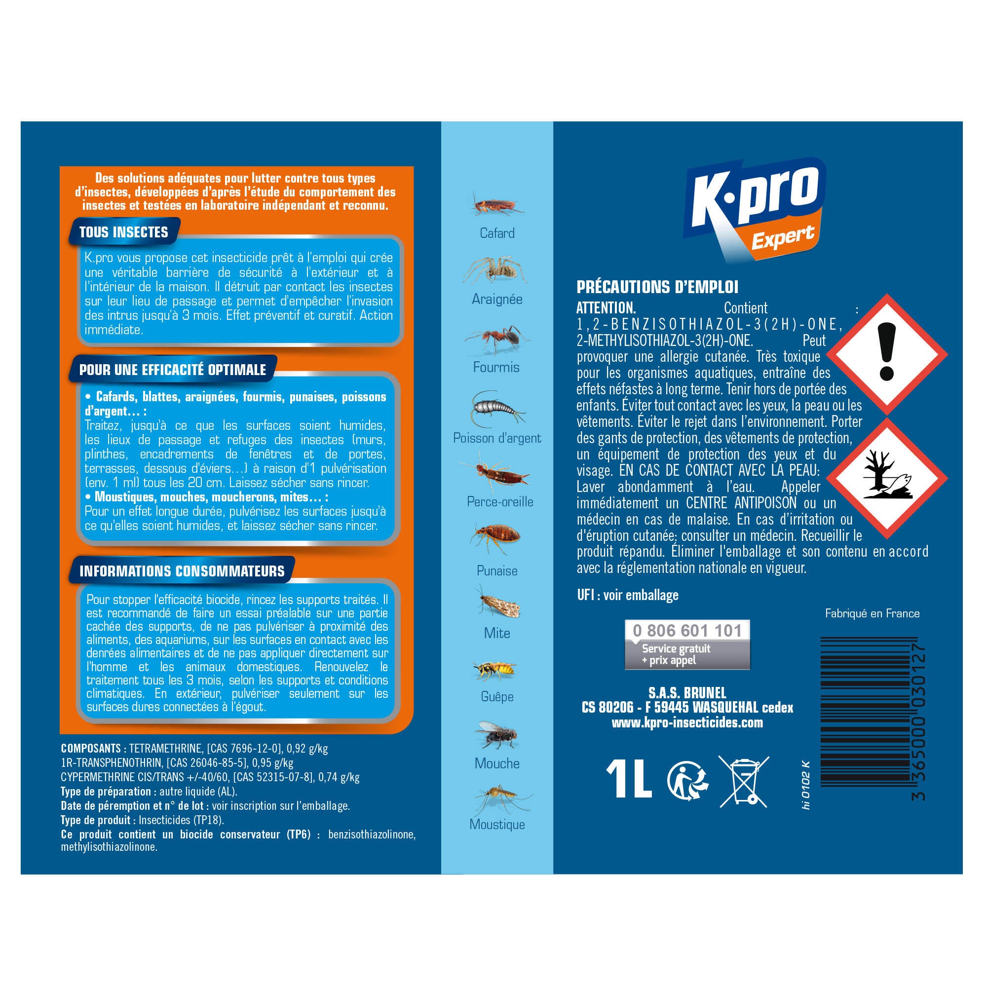 Insecticide volants et rampants, Pulvérisateur 1l K.PRO - 5
