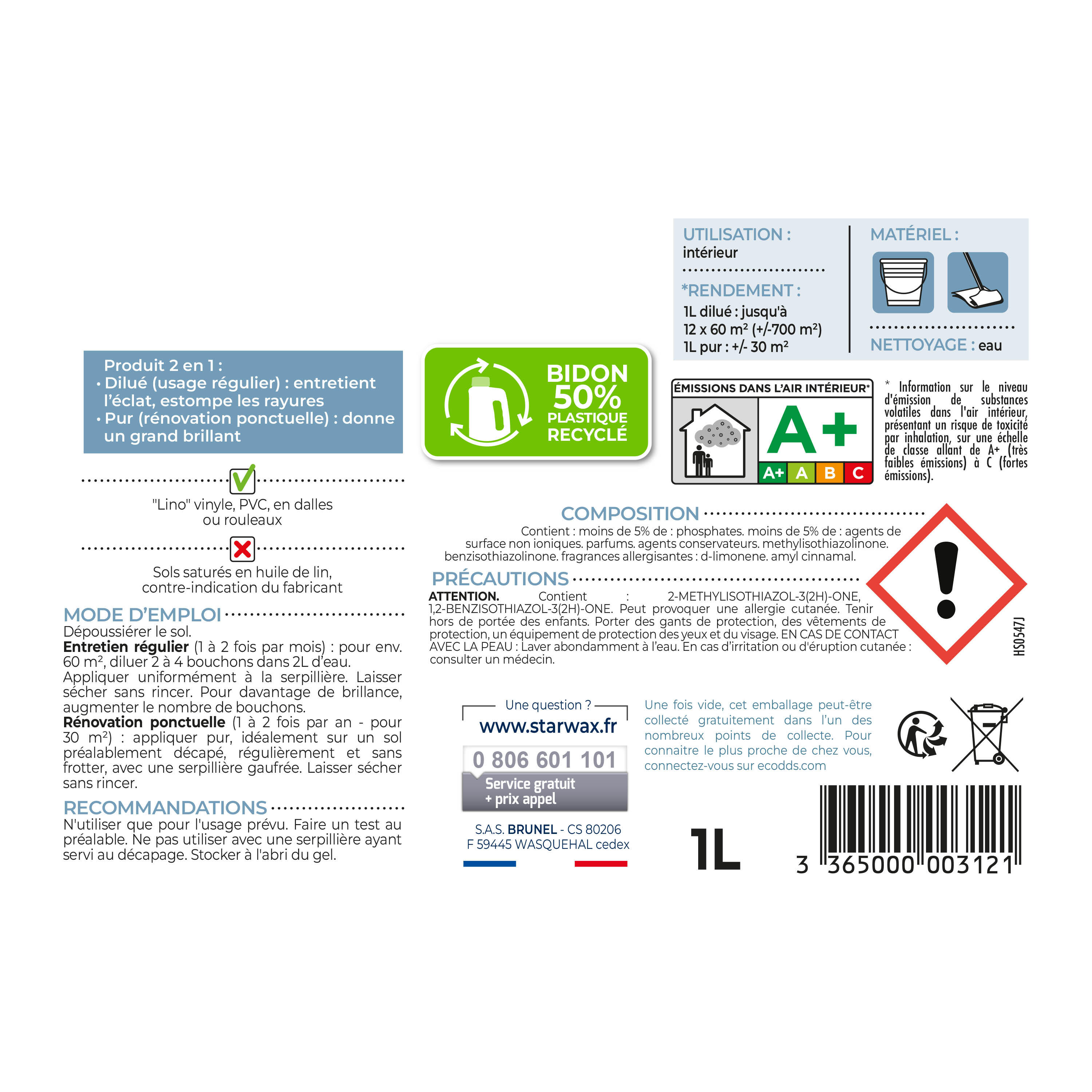 Nettoyant STARWAX Brillant sols pvc, 1L - 4