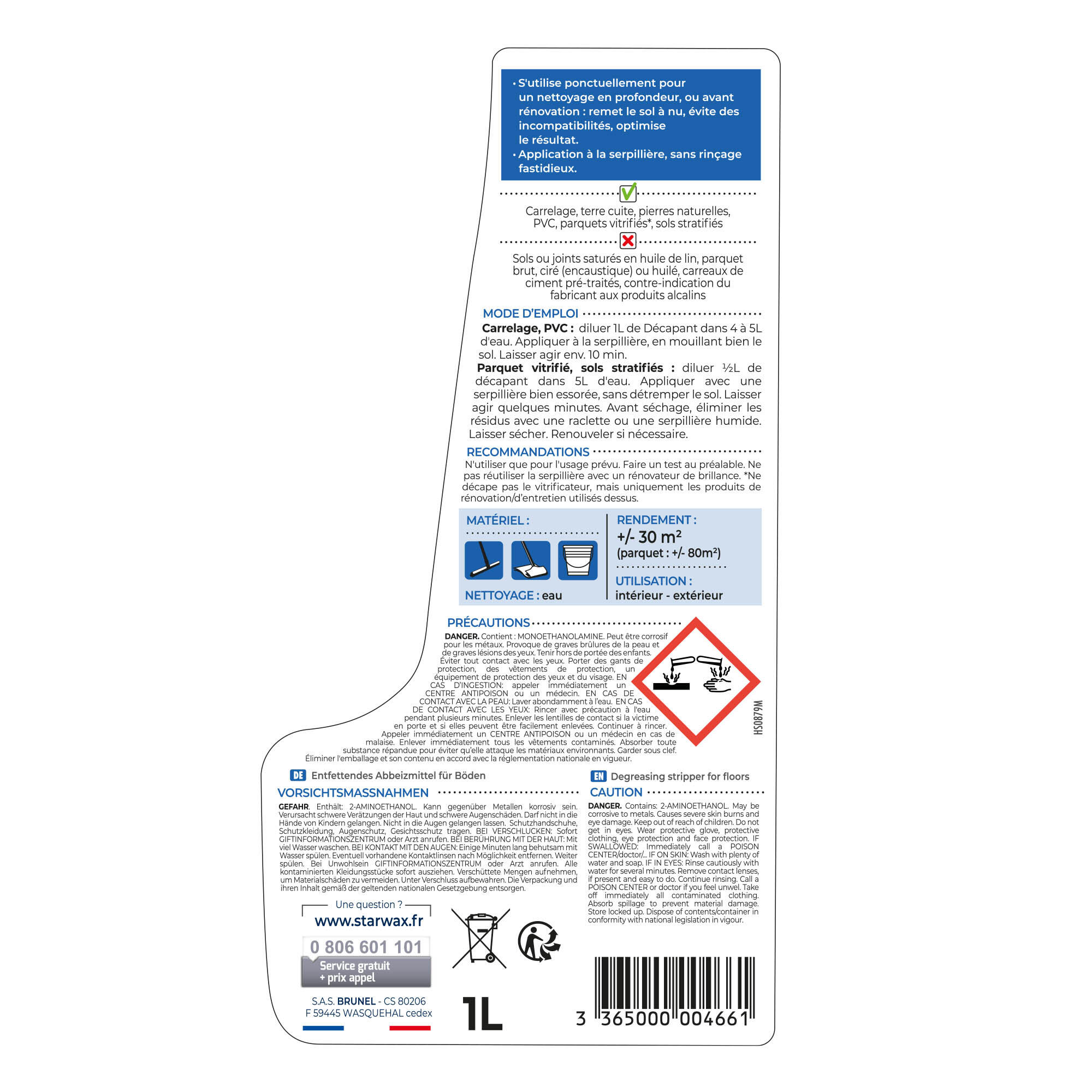 Décapant sans rinçage sol STARWAX 1 L - 5