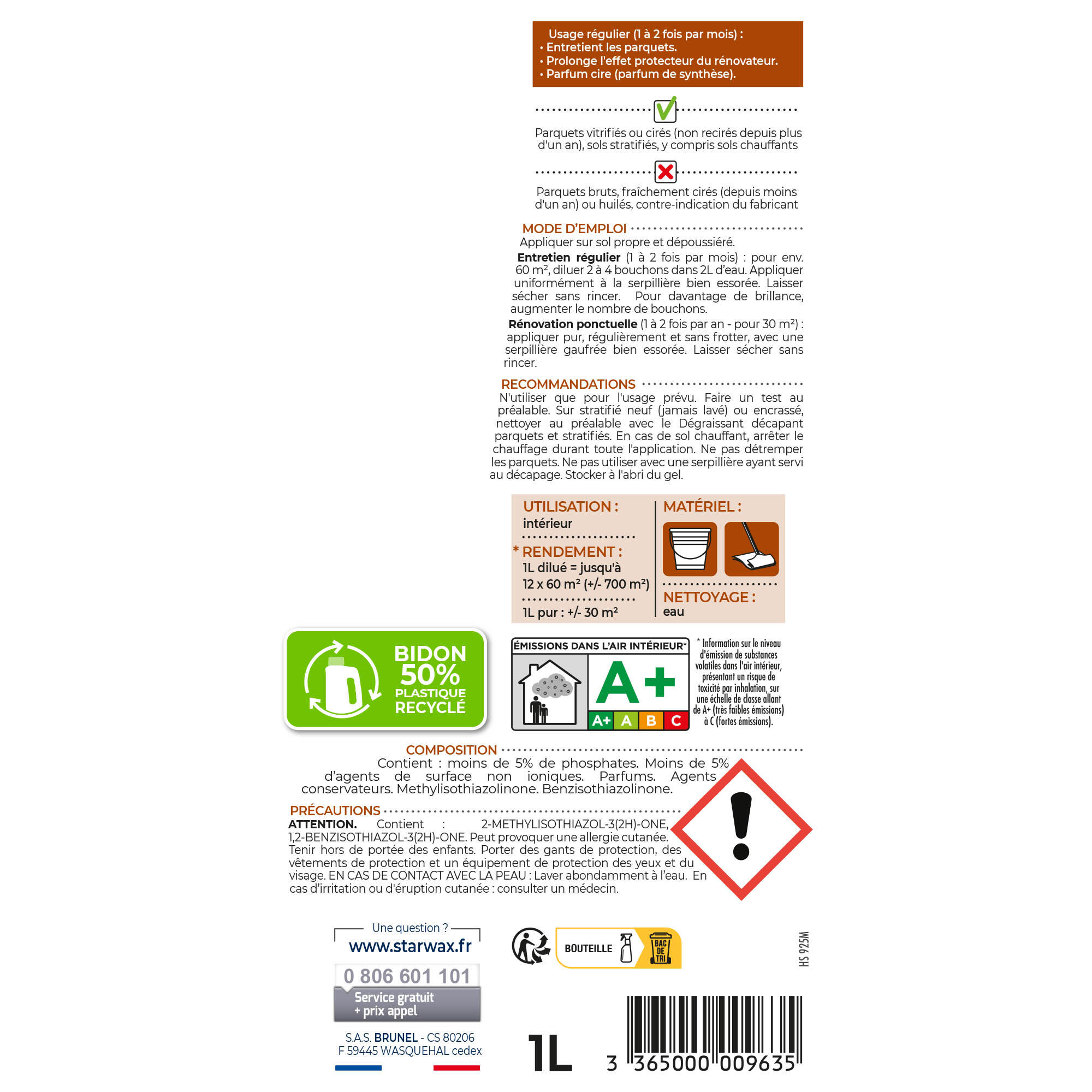 Nettoyant parquet STARWAX Entretien brillant parquet et stratifié, 1L - 6