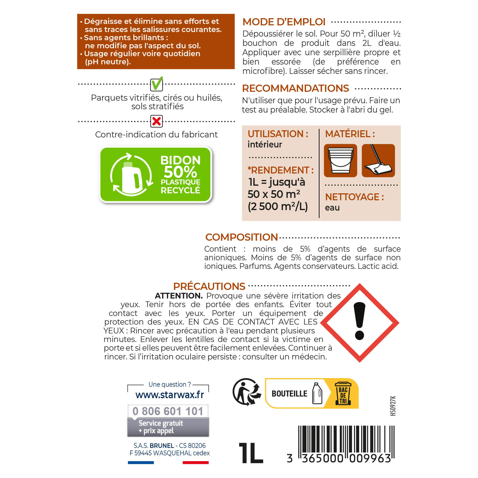 Nettoyant STARWAX Parquet et stratifié, 1L - 5