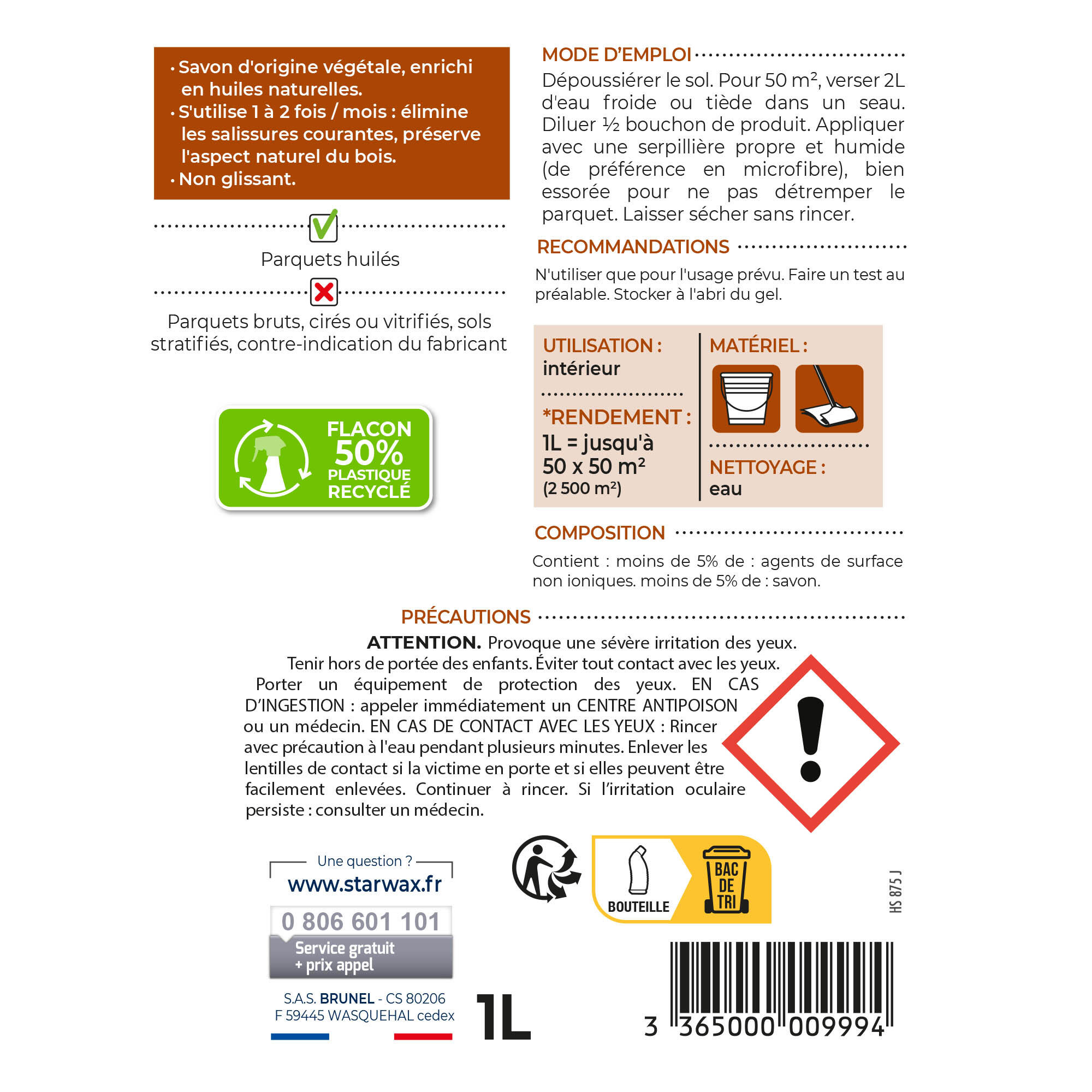 Savon parquet STARWAX Pour parquets huilés, 1L - 6