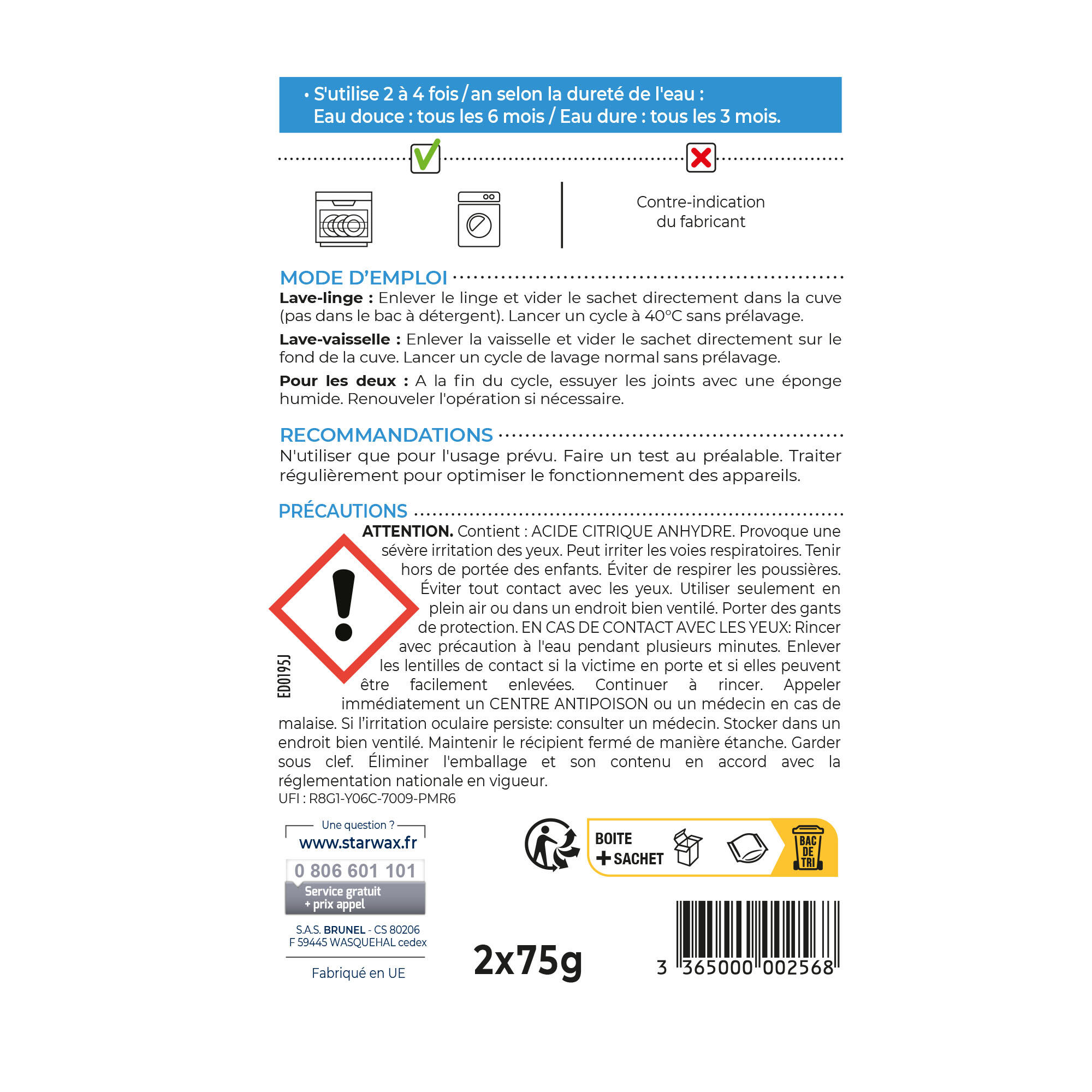 Détartrant STARWAX Lave-linge et lave-vaisselle, 150g - 3